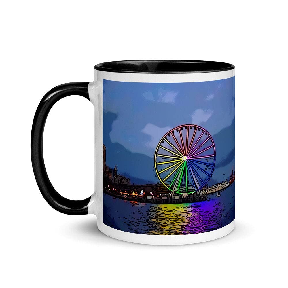 Seattle Big Wheel Novelty Coffee Mug - 11oz Ceramic Travel Mug for Camping, Office & Home Use - Summer Themed Drinkware for Hot & Cold Beverages