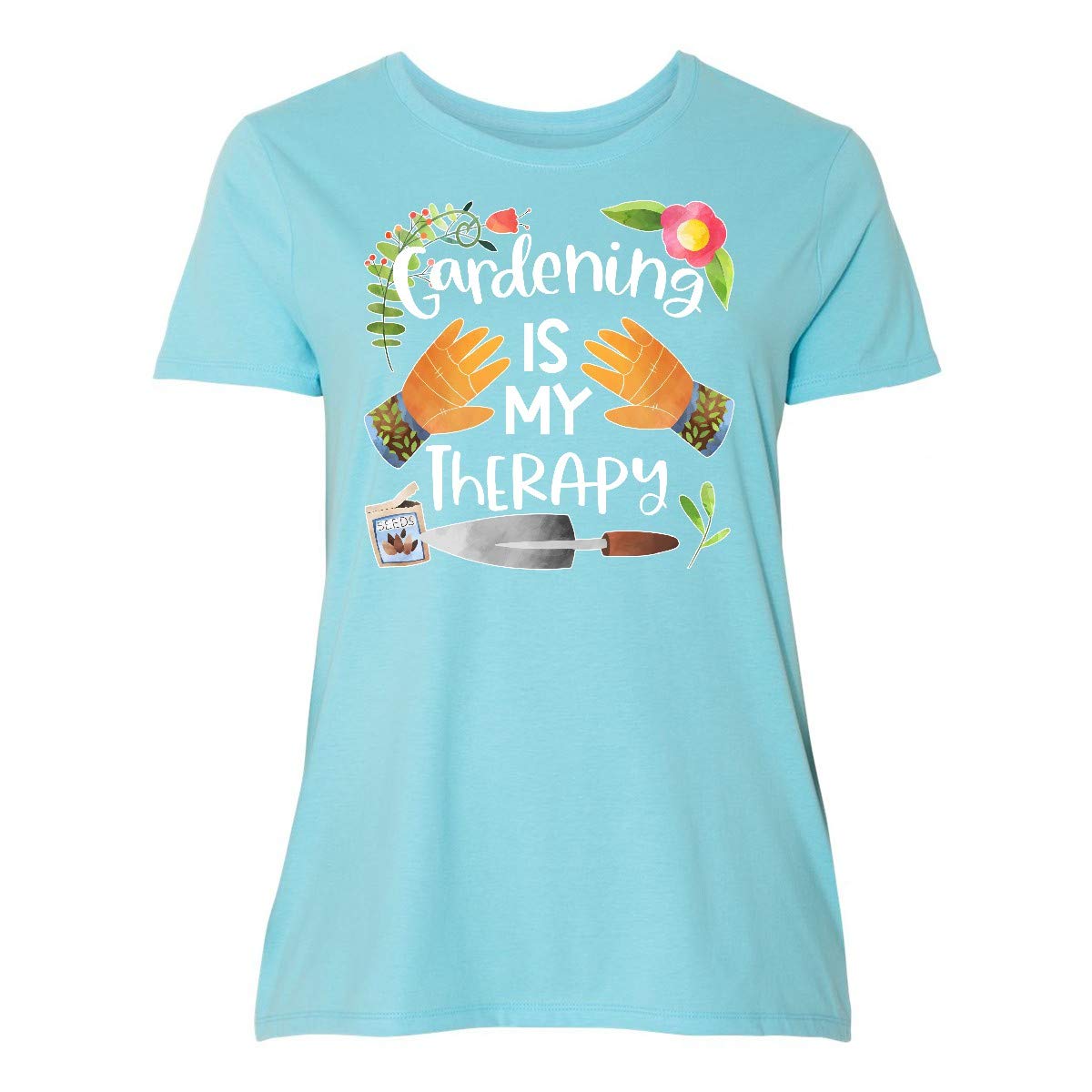 Inktastic Gardening is My Therapy Women's Plus Size T-Shirt - Comfortable Cotton Tee for Plant Lovers, Garden Enthusiasts - Perfect for Outdoor Activities, Gardening, and Casual Wear