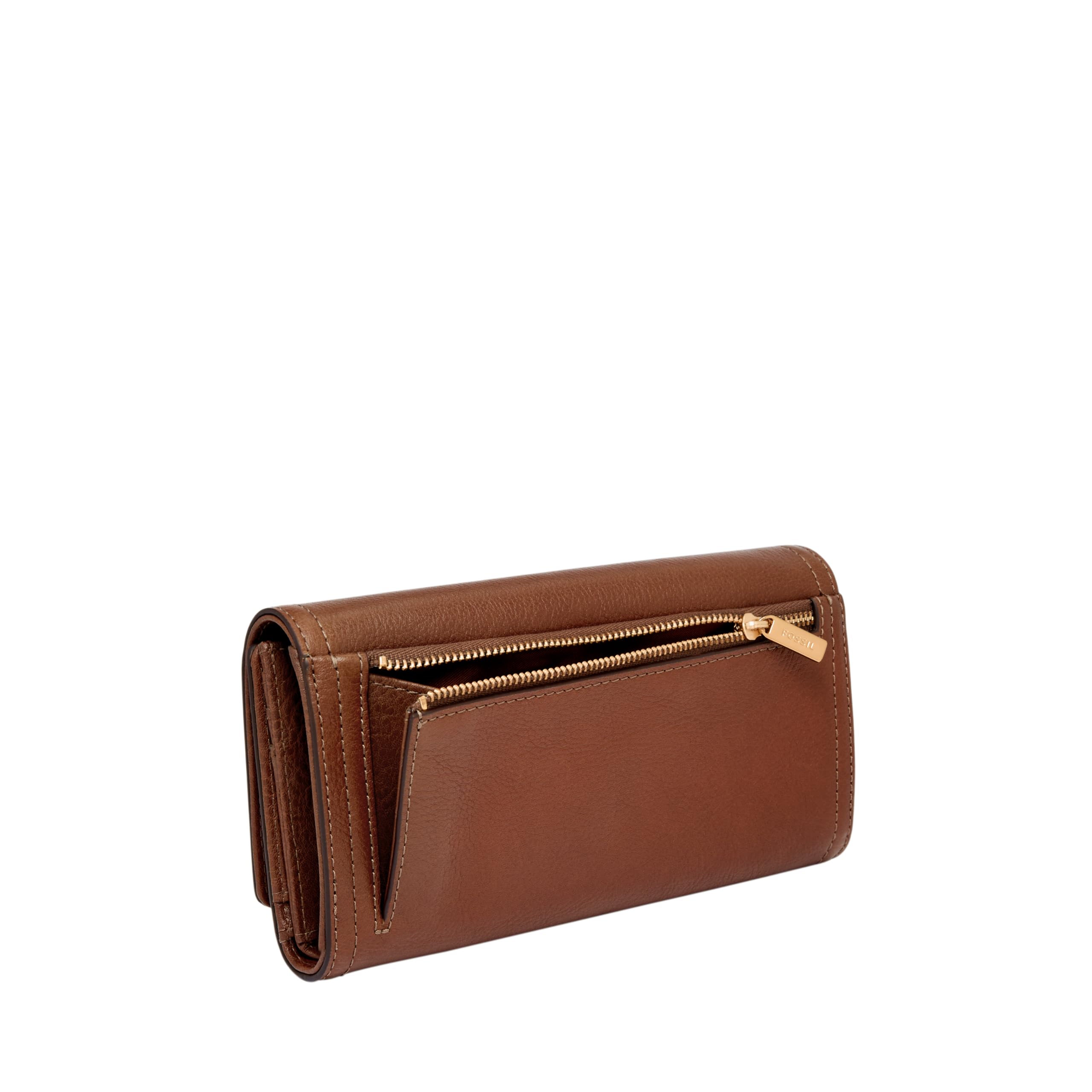 Fossil Women's Logan Leather RFID Blocking Wallet - Slim Flap Clutch Organizer with Card Slots, Brown (Model SL7833200) | Perfect for Everyday Use, Travel & Gift Giving