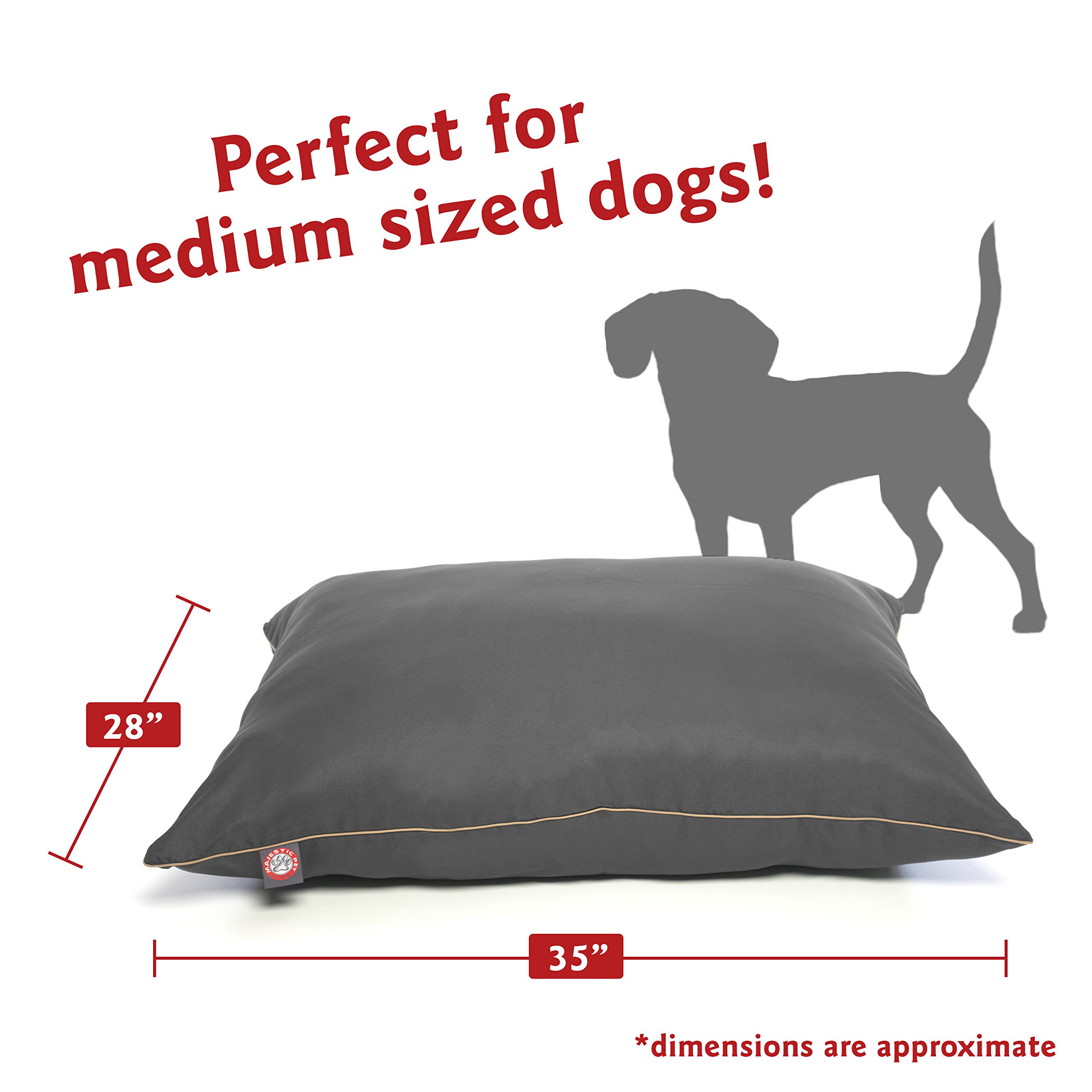 Washable Non-Slip Medium Dog Bed for Crates & Kennels - 35x28 Inch Comfy Orthopedic Pet Bed for Medium Breeds (Solid Gray) - Perfect for Sleeping, Lounging & Travel