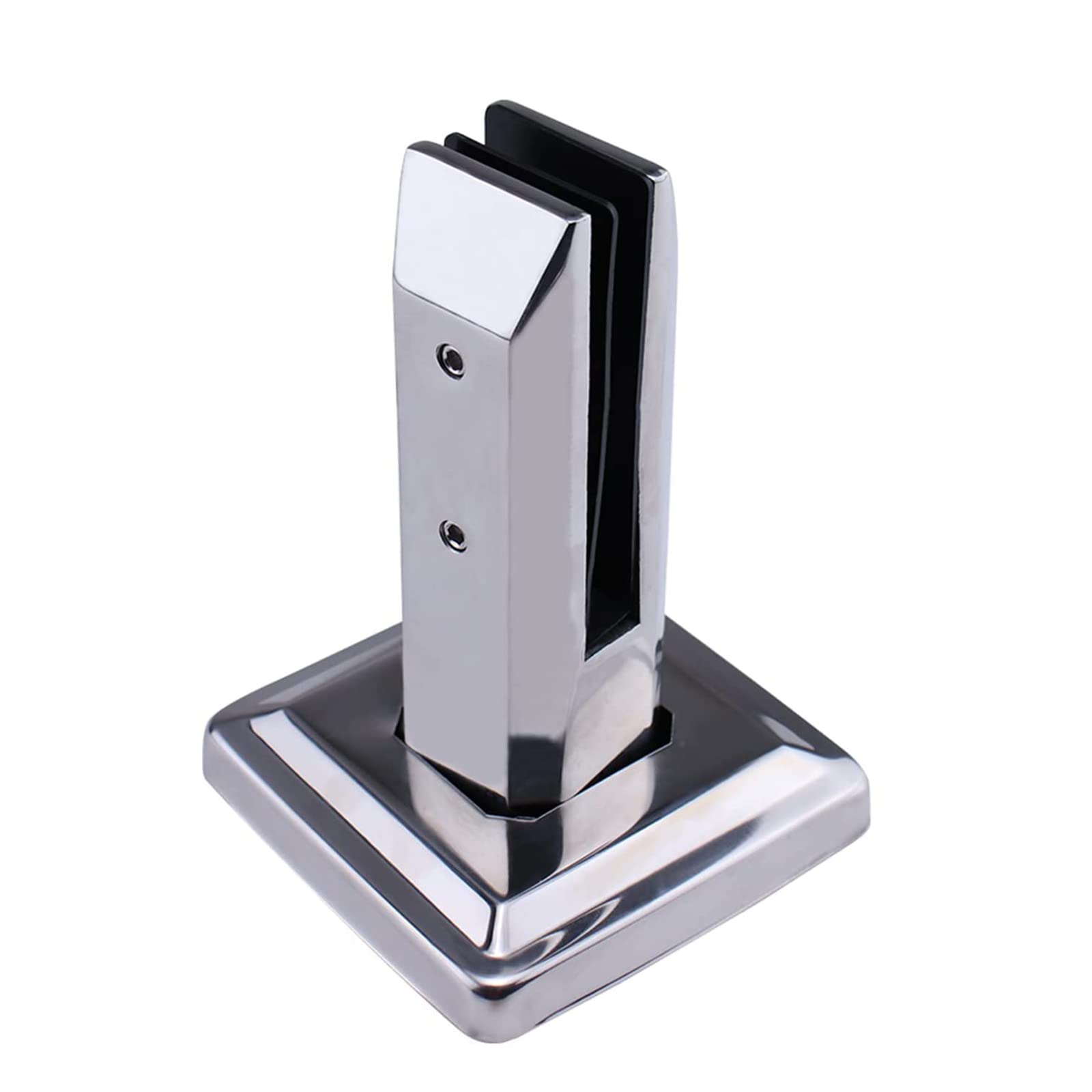 Stainless Steel Glass Clips - Adjustable Glass Clamp with Expansion Bolts - Square Glass Spigot Bracket Holder for Balustrade Staircase Handrail - Brushed Silver Finish (4PCS) - Perfect for Modern Stair Railings, Glass Partitions, and Decorative Glass Installations