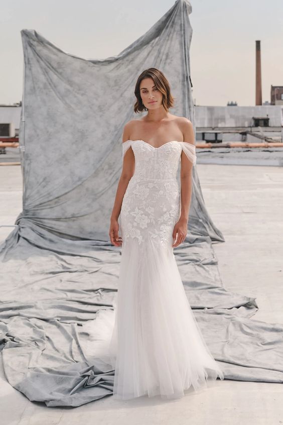 Jenny Yoo Adrienne Wedding Gown - Elegant Lace Bridal Dress for Bride, Perfect for Church Ceremony & Formal Reception