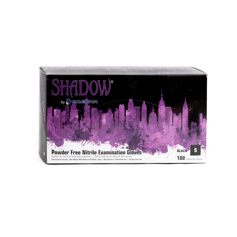 Adenna Shadow Black Nitrile Exam Gloves - Disposable Medical Gloves for Healthcare, Food Handling & Tattoo - Latex-Free, Powder-Free, Textured Grip (100 Count) - Ideal for Doctors, Nurses, Tattoo Artists & Home Use