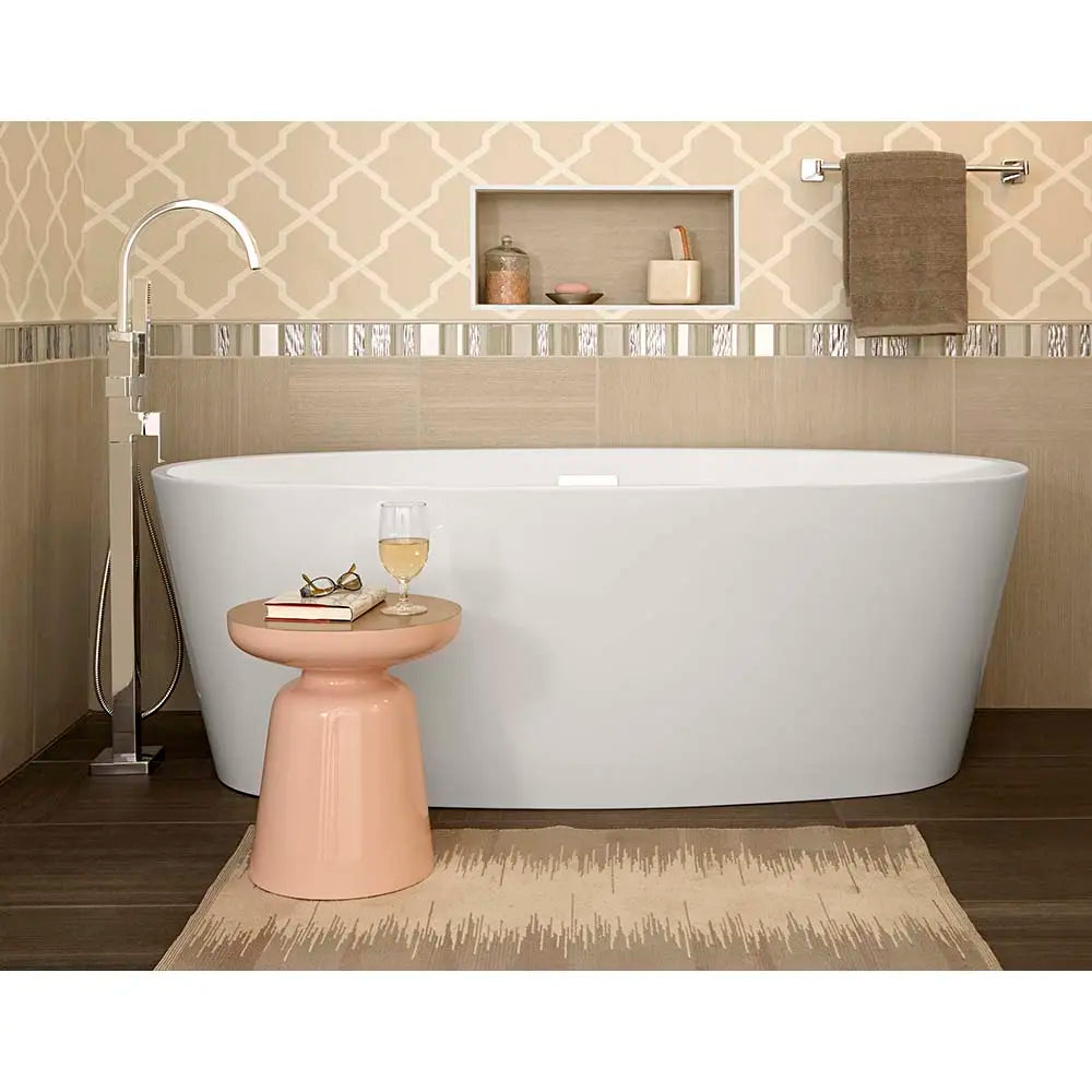 68 x 31 Inch Freestanding Bathtub with Center Drain & Overflow - Modern Acrylic Soaking Tub for Spa-Like Relaxation in Bathroom or Master Suite