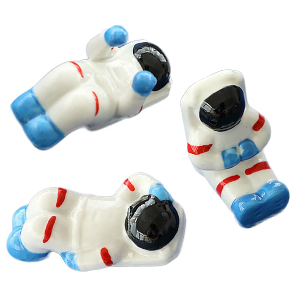 PRETYZOOM 3-Piece Ceramic Chopstick Holder Set - Spaceman Design Chopstick Rest Stand for Dining Table, Sushi, Asian Cuisine & Cake Decorating - Stylish Kitchen & Tableware Accessories
