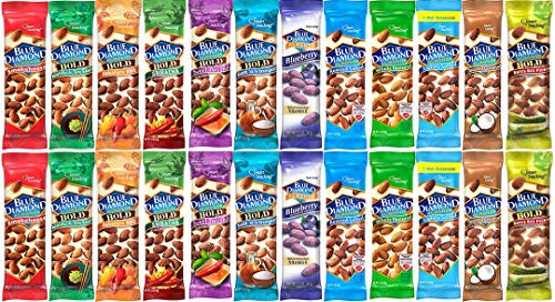 Blue Diamond Almonds Variety Pack - 12 Flavors, 24 Bags (1.5-Ounce Each) | Healthy Snacks for Office, Travel & Gifts | Gluten-Free, Non-GMO Almonds
