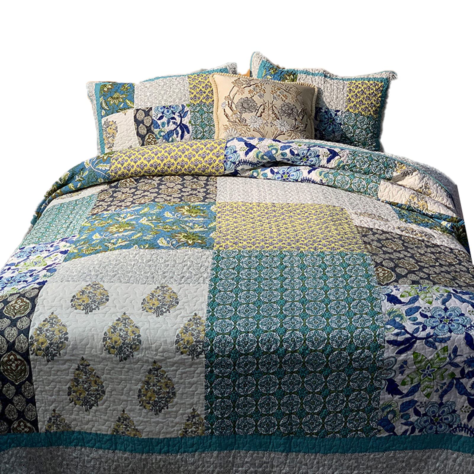 Garcan King Size Bedspread Quilt Set - 260x270cm 3-Piece Cotton Coverlet with 2 Pillowcases | Soft & Breathable Bedding for Cozy Nights, Guest Room & Luxury Hotel Style