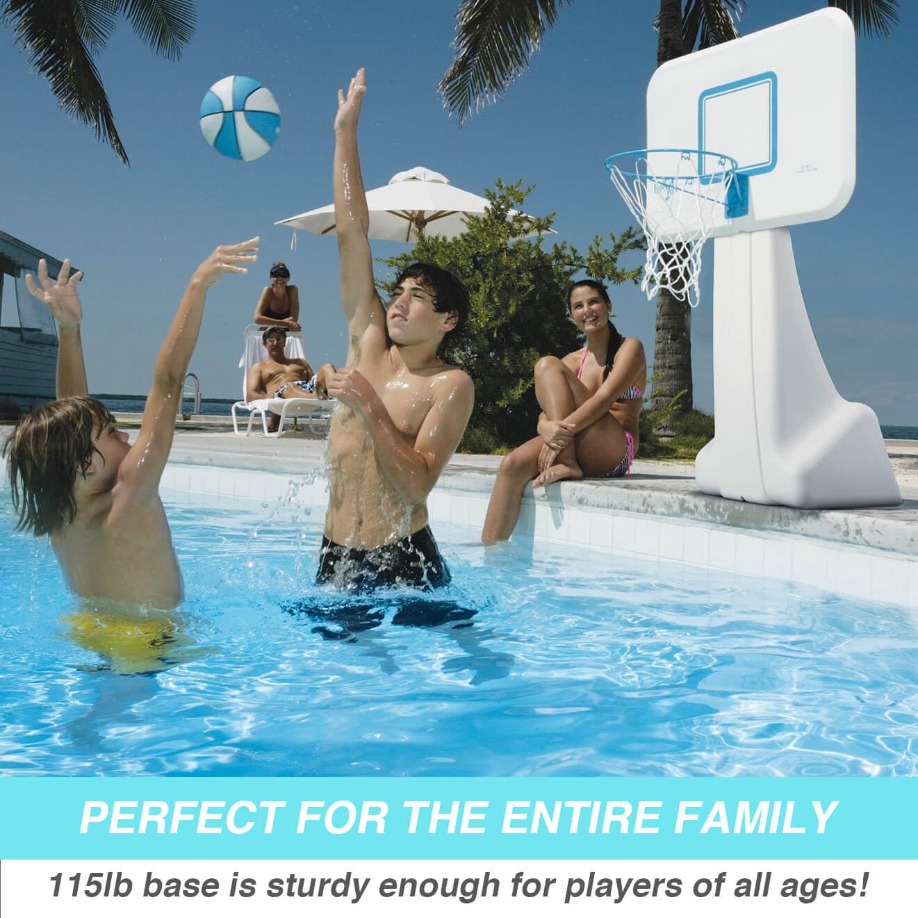 Dunn-Rite PoolSport Swimming Pool Basketball Hoop with Ball, Base & 13.5
