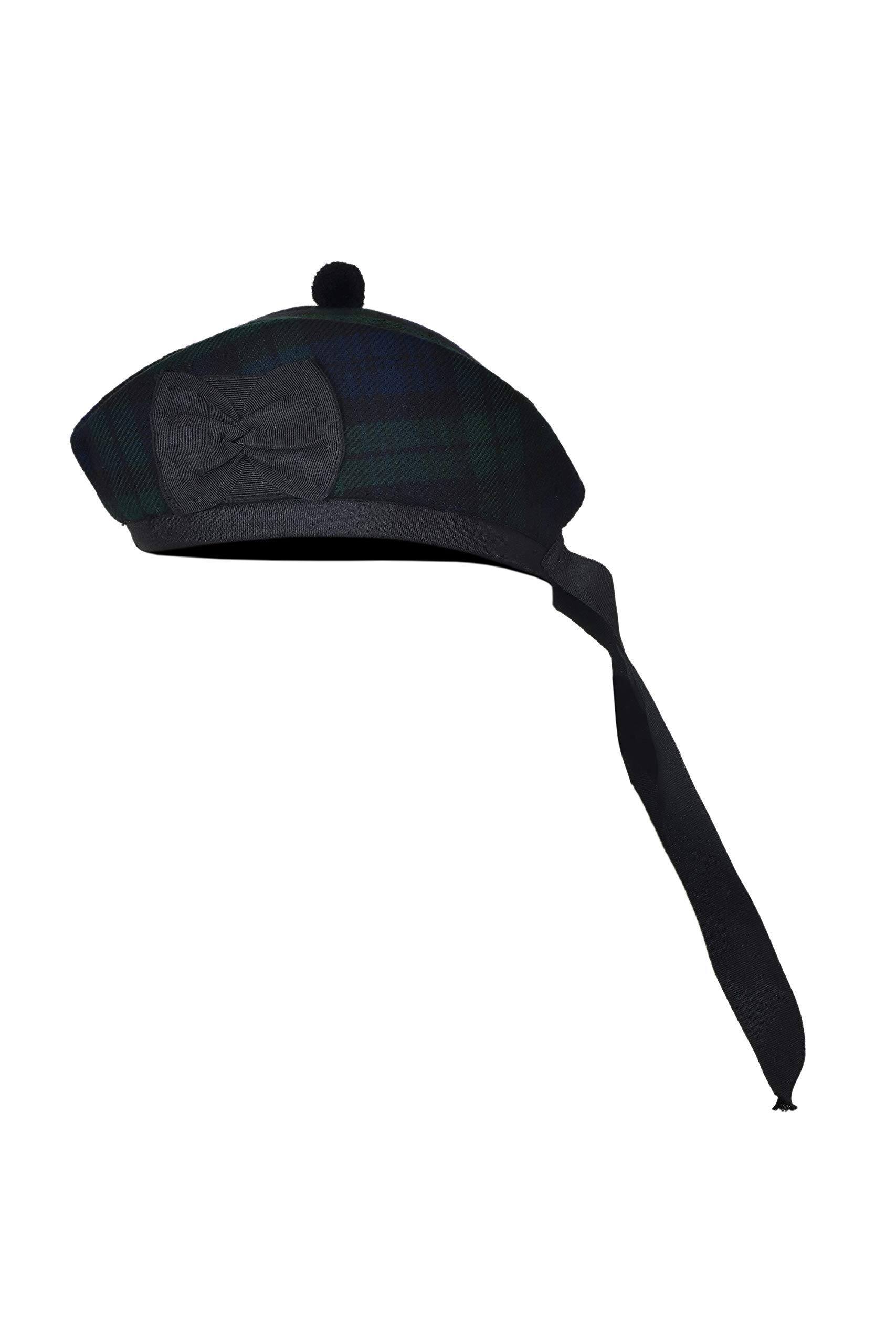 Scottish Glengarry Hat - Traditional Wool Blend Cap with Red Pompom & Side Bow for Men | Perfect for Highland Outfits, Weddings & Celtic Events