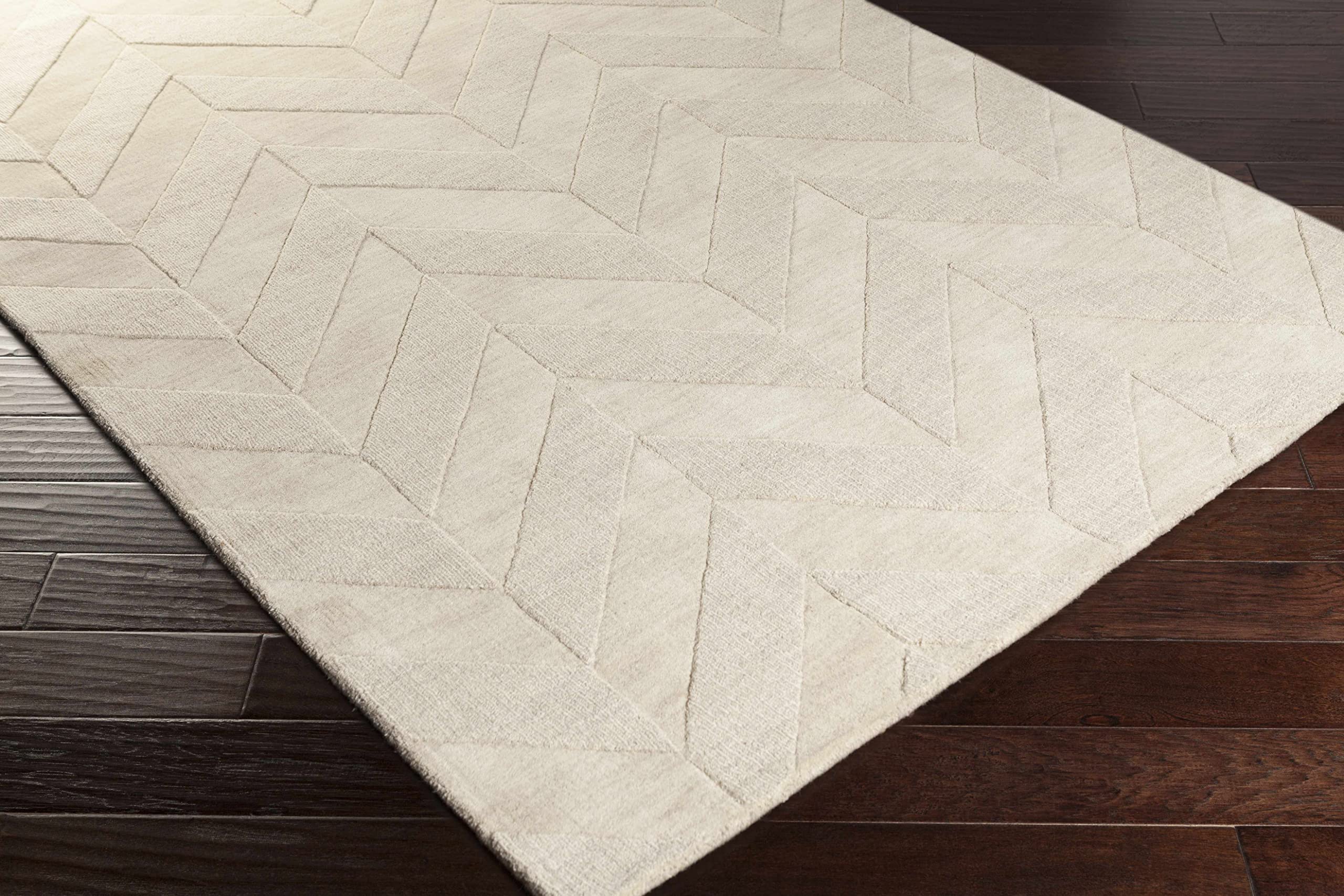 Hauteloom Normalville Wool Area Rug 6' x 9' - Soft Contemporary Beige Rug for Living Room, Bedroom & Office - Perfect for Home Decor, Cozy Floor Covering & Noise Reduction