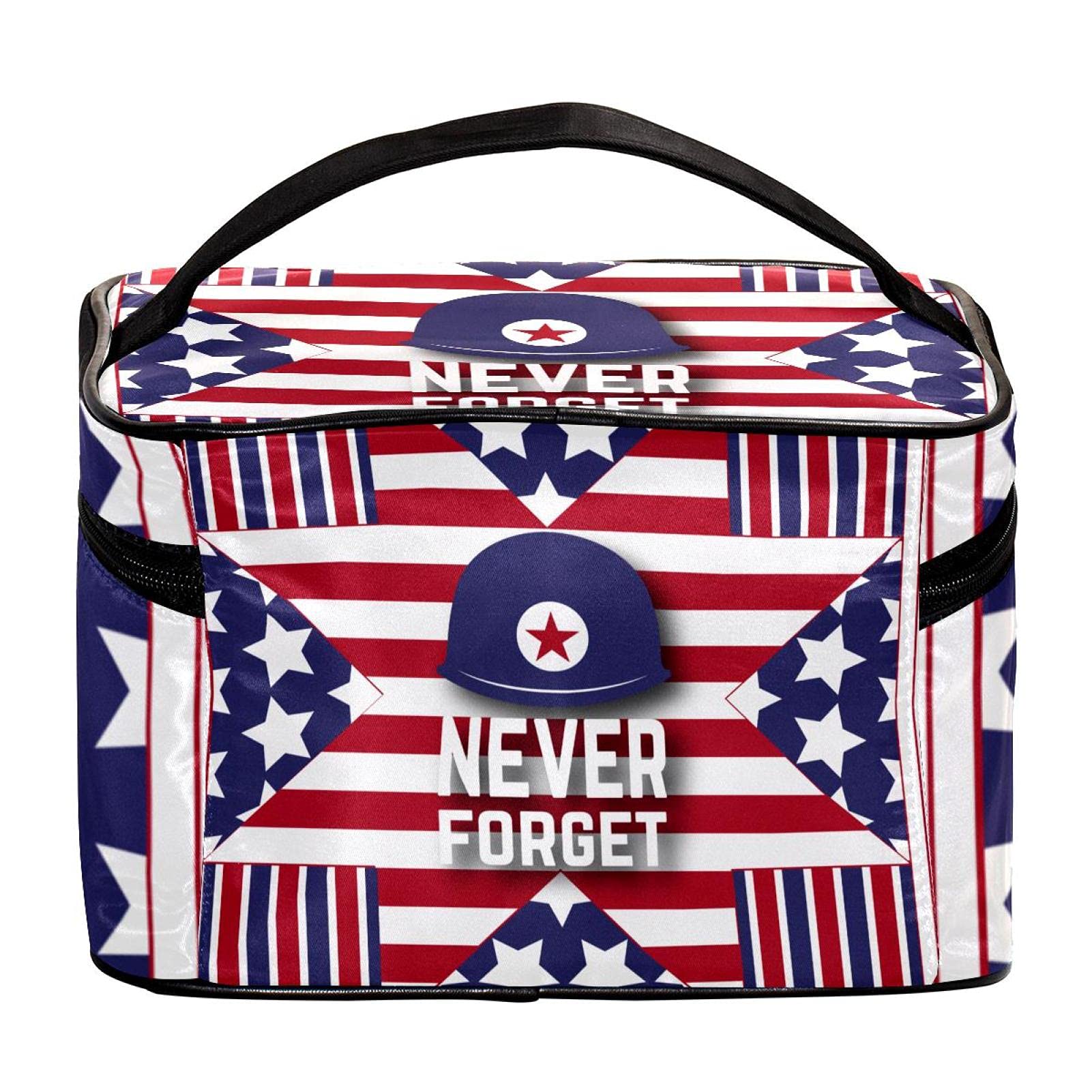 Memorial Day Themed Travel Makeup Bag - Large Cosmetic Organizer with Zipper for Women & Girls - Perfect for Vacation, Gym, and Daily Essentials Storage