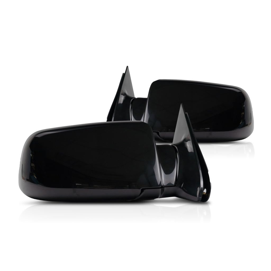 1999 Chevy K1500 Manual Folding Door Mirrors - Black Gloss Non-Heated Pair (Driver & Passenger Side) | GM1320140, GM1321140 | 15764759, 15764760 | Perfect for Truck Restoration & Off-Road Upgrades