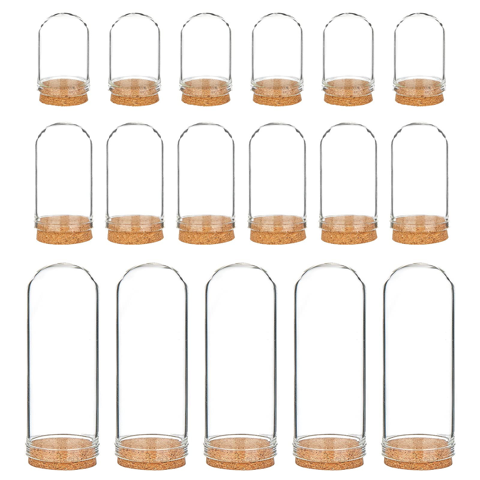 BENECREAT 24 Pack Glass Jars with Cork Stoppers - 3 Sizes Dome Cloche Bottles for Party Favors, DIY Crafts, Wedding Decor & Home Organization | Perfect for Candy Storage, Floral Arrangements & Small Projects