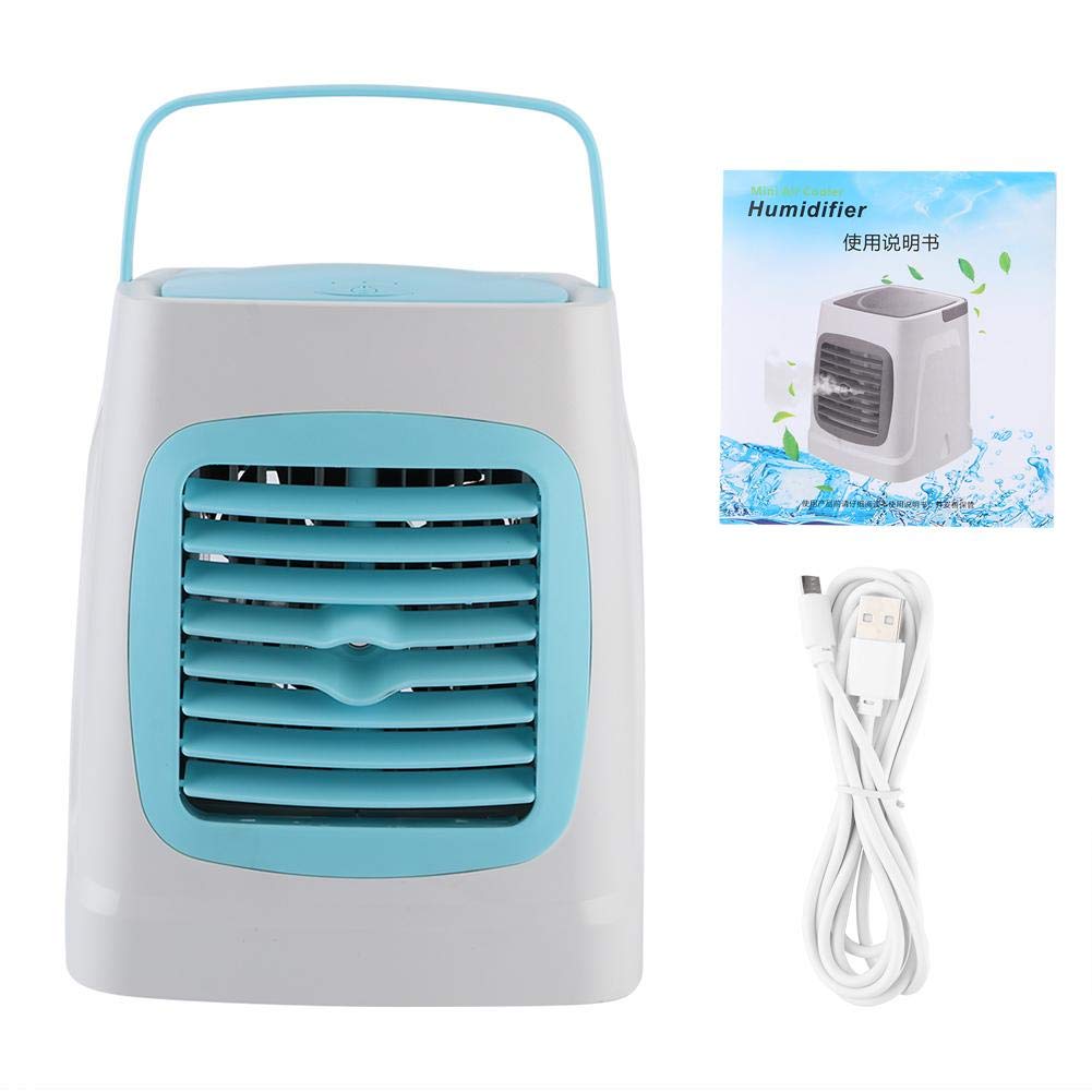 EBTOOLS Portable Mini Air Conditioner - USB-Powered Personal Cooler with Humidifier & LED Light (Sky Blue) - Perfect for Office, Bedroom, Travel and Outdoor Use