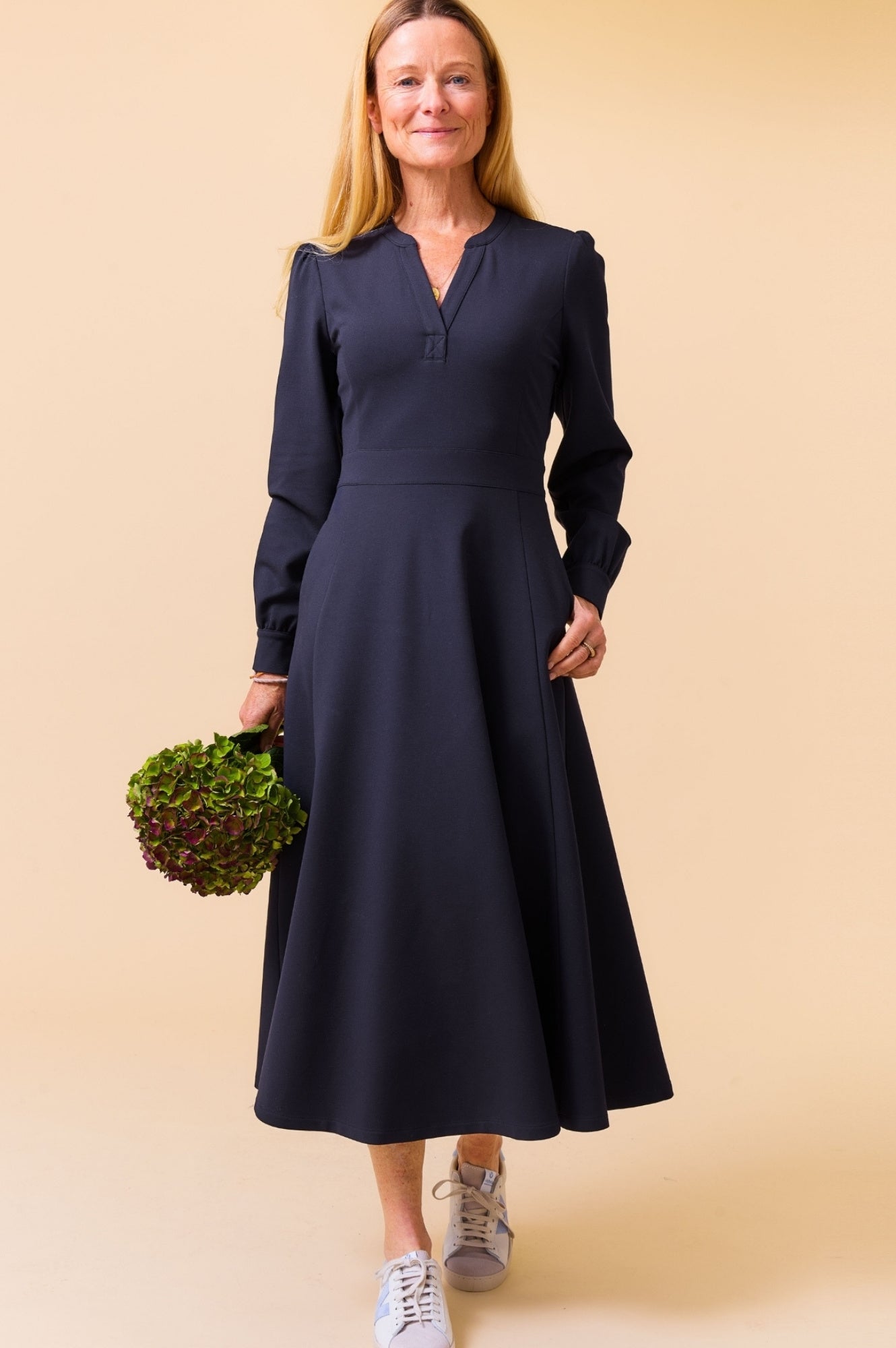 Luna EcoVero™ Midi Dress - Sustainable Navy Wrap Dress for Women | Perfect for Office, Date Night & Summer Vacation