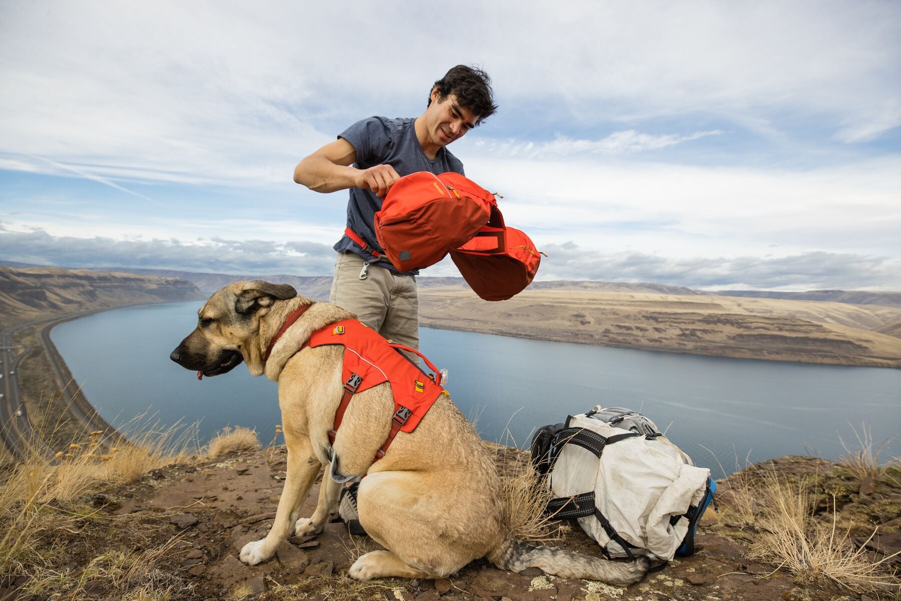 Ruffwear Palisades 2-in-1 Dog Hydration Pack & Harness - Lightweight Backpack for Hiking, Running & Outdoor Adventures with Water Bladder Storage