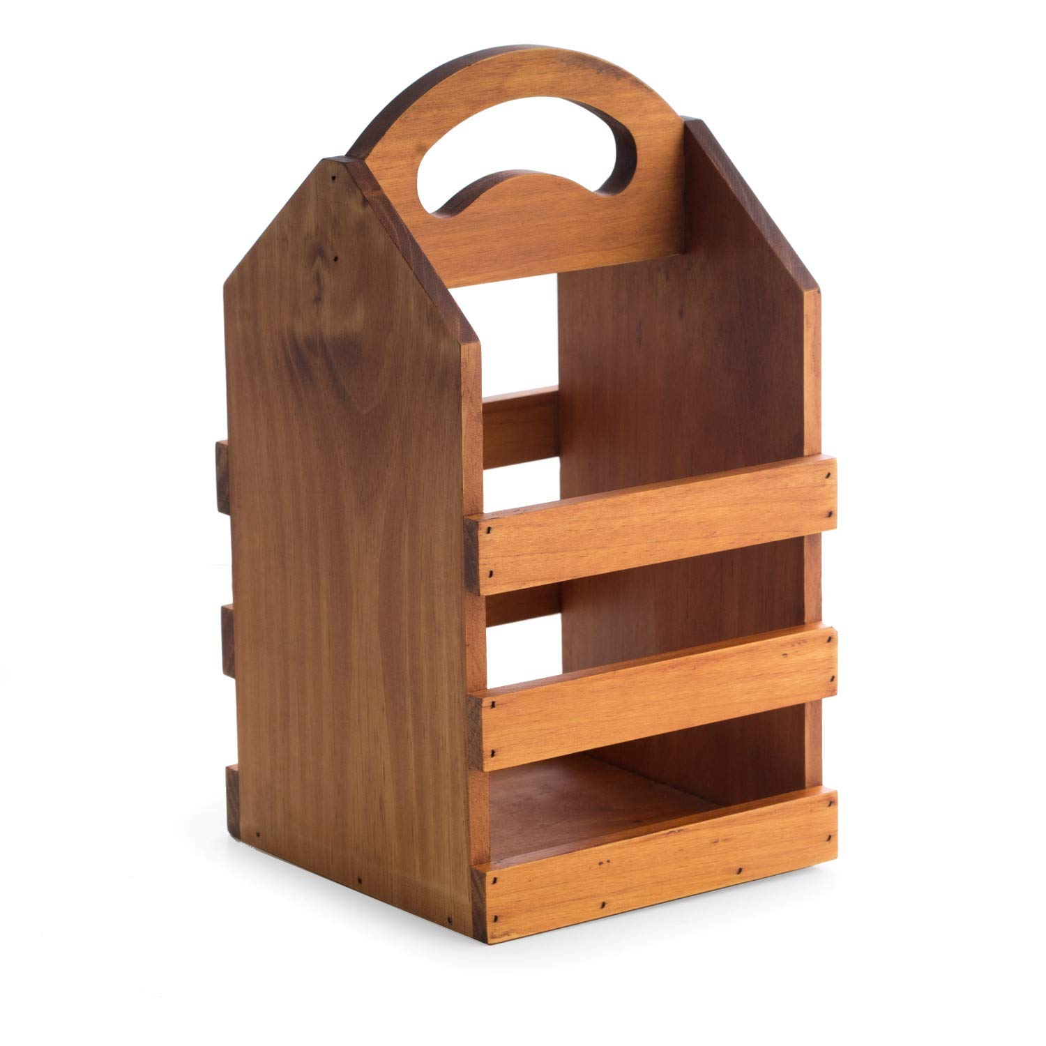 Custom Personalized Solid Wood Craft Beer Caddy - Handcrafted Holds 4 Large Bottles - Perfect for Parties, BBQs & Gifts (Brown)