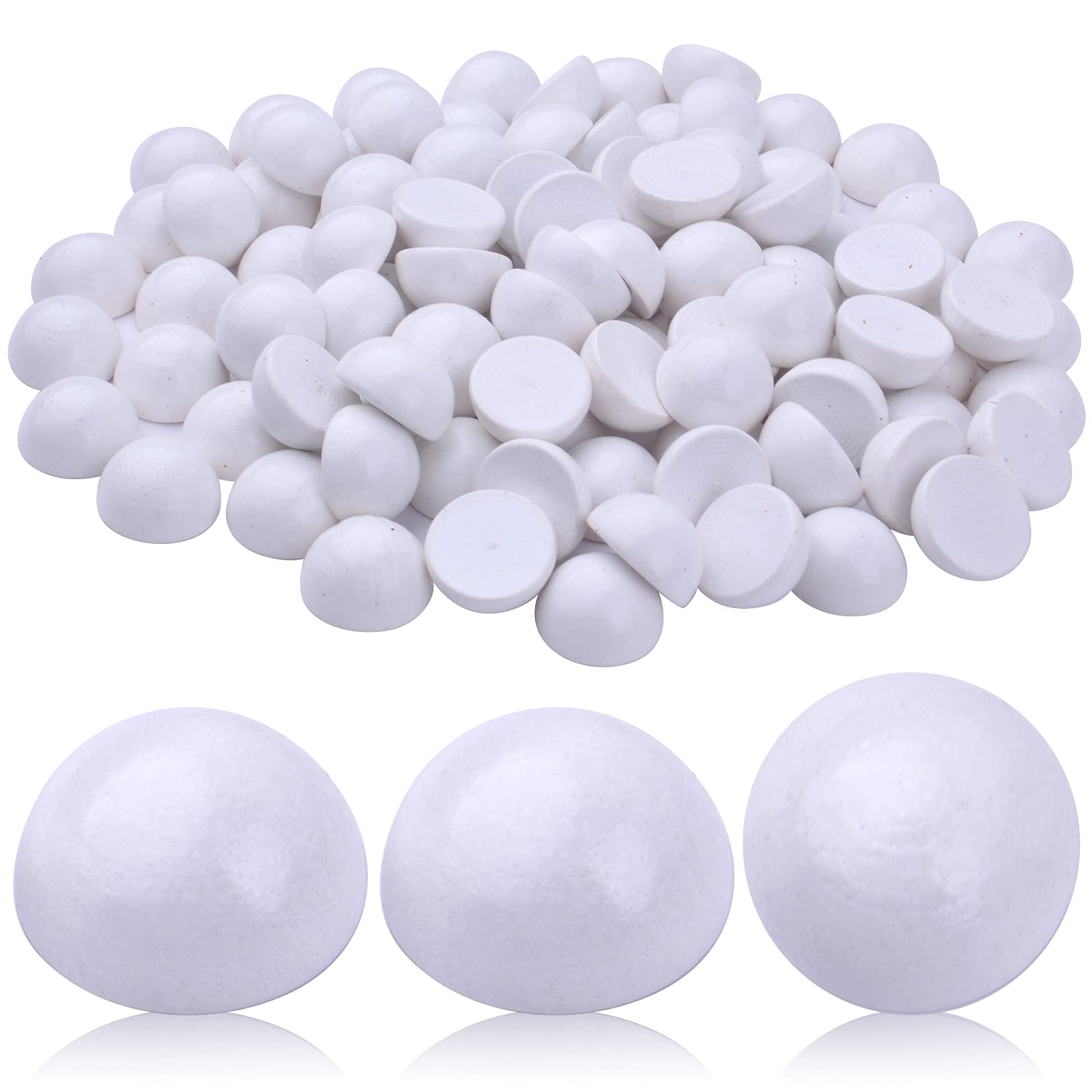 100pcs 15mm Natural Wooden Half Round Beads - Unfinished Split Wood Craft Balls for DIY Painting, Christmas Ornaments, Home Decor, Party Supplies & Art Projects | Perfect for Holiday Crafts, Scrapbooking & Jewelry Making