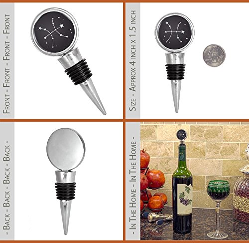 Black and White Zodiac Horoscope Pisces Wine Stopper - Perfect for Wine Lovers & Astrology Enthusiasts - Great for Gifts, Parties & Home Decor