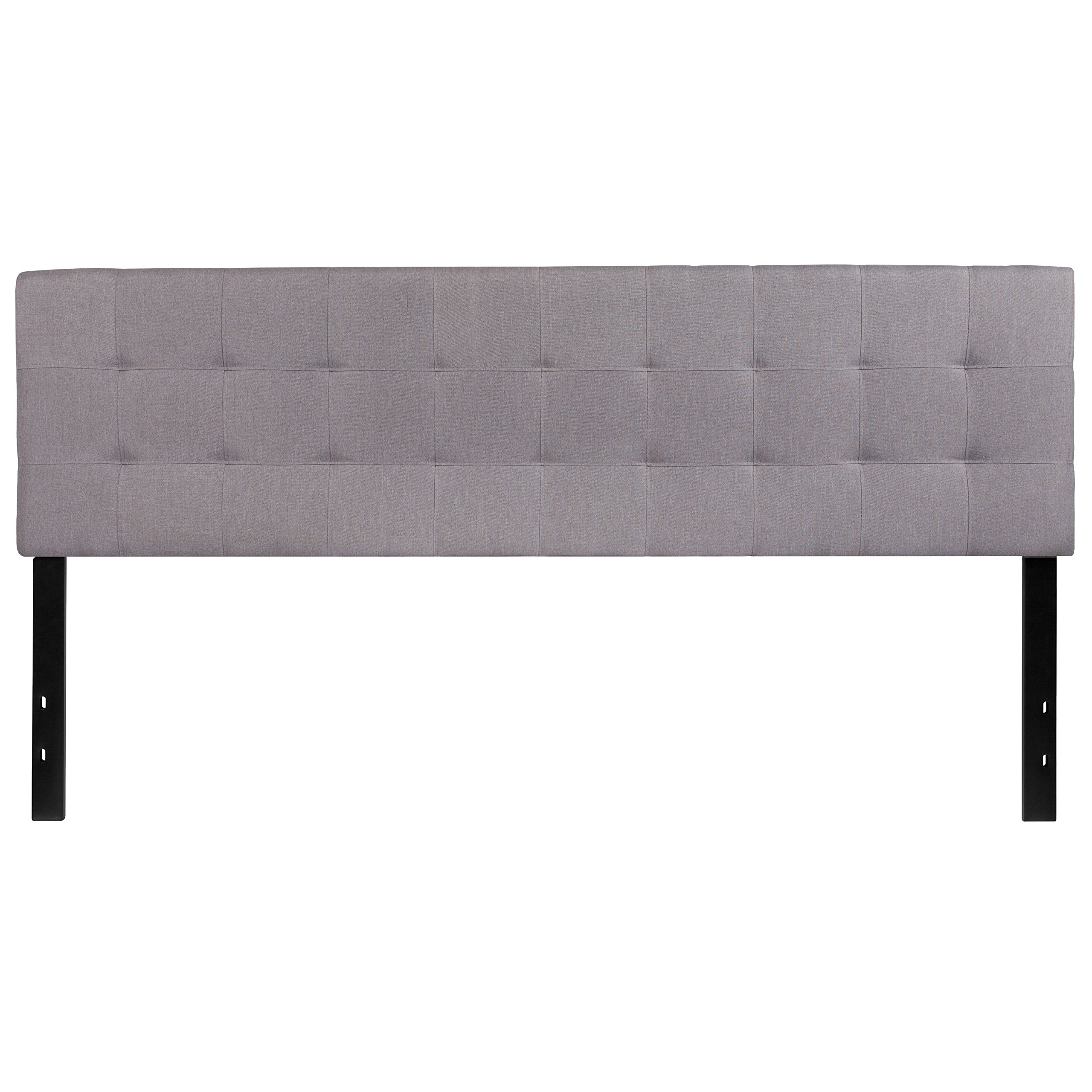 Flash Furniture Bedford Tufted Upholstered King Size Headboard - Light Gray Fabric Upholstery for Bedroom Decor & Master Suite Upgrade