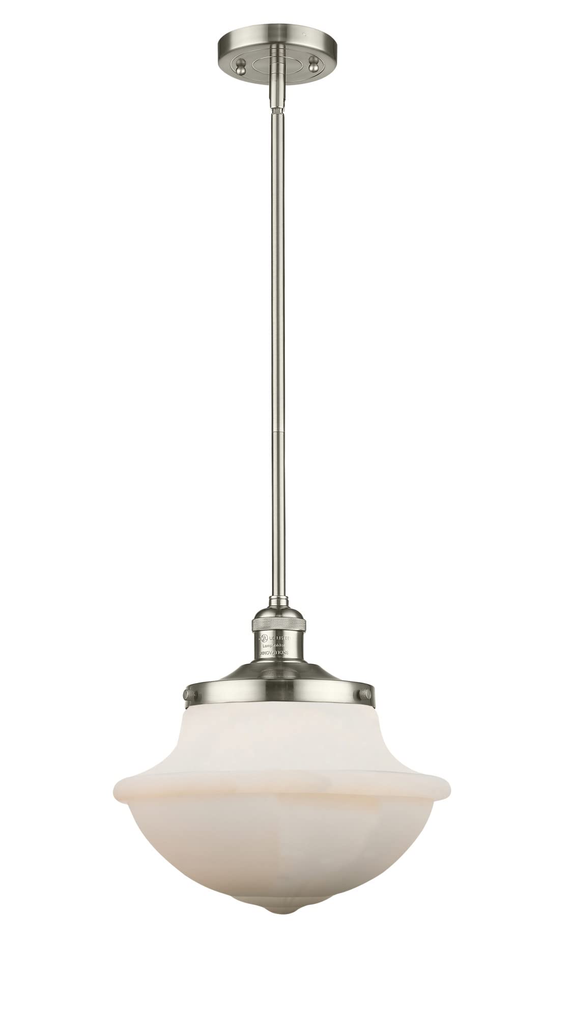 Oxford School House Collection 201S-SN-G542W Modern One Light Pendant - Elegant Lighting Fixture for Kitchen Island, Dining Room, or Entryway
