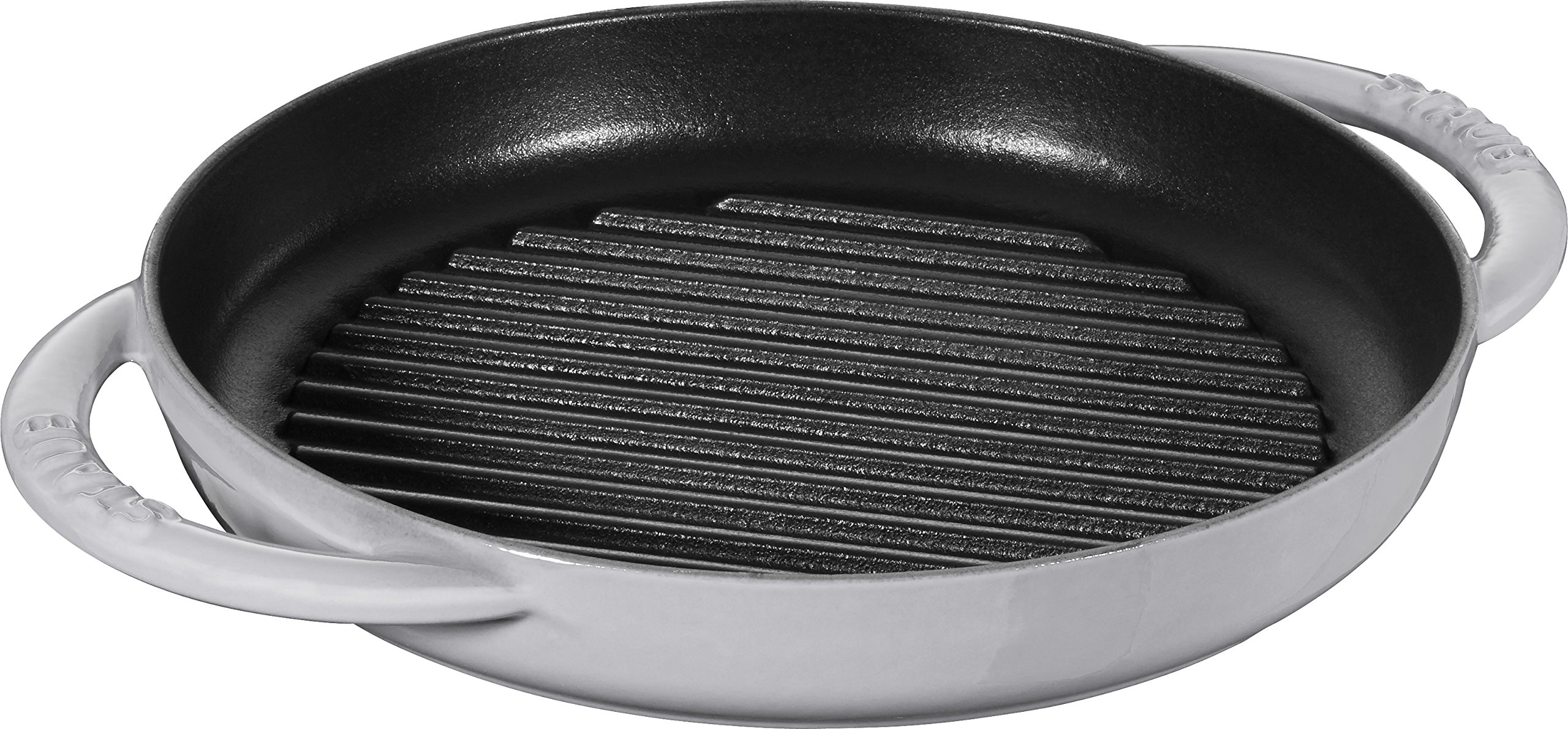 Staub 40511-781 Pure Cast Iron Grill & Frying Pan - 8.7 Inch (22 cm) Round Gray Enameled Double Handled Skillet - Induction Compatible - Perfect for Grilling Steaks, Burgers & Vegetables Indoor/Outdoor Cooking