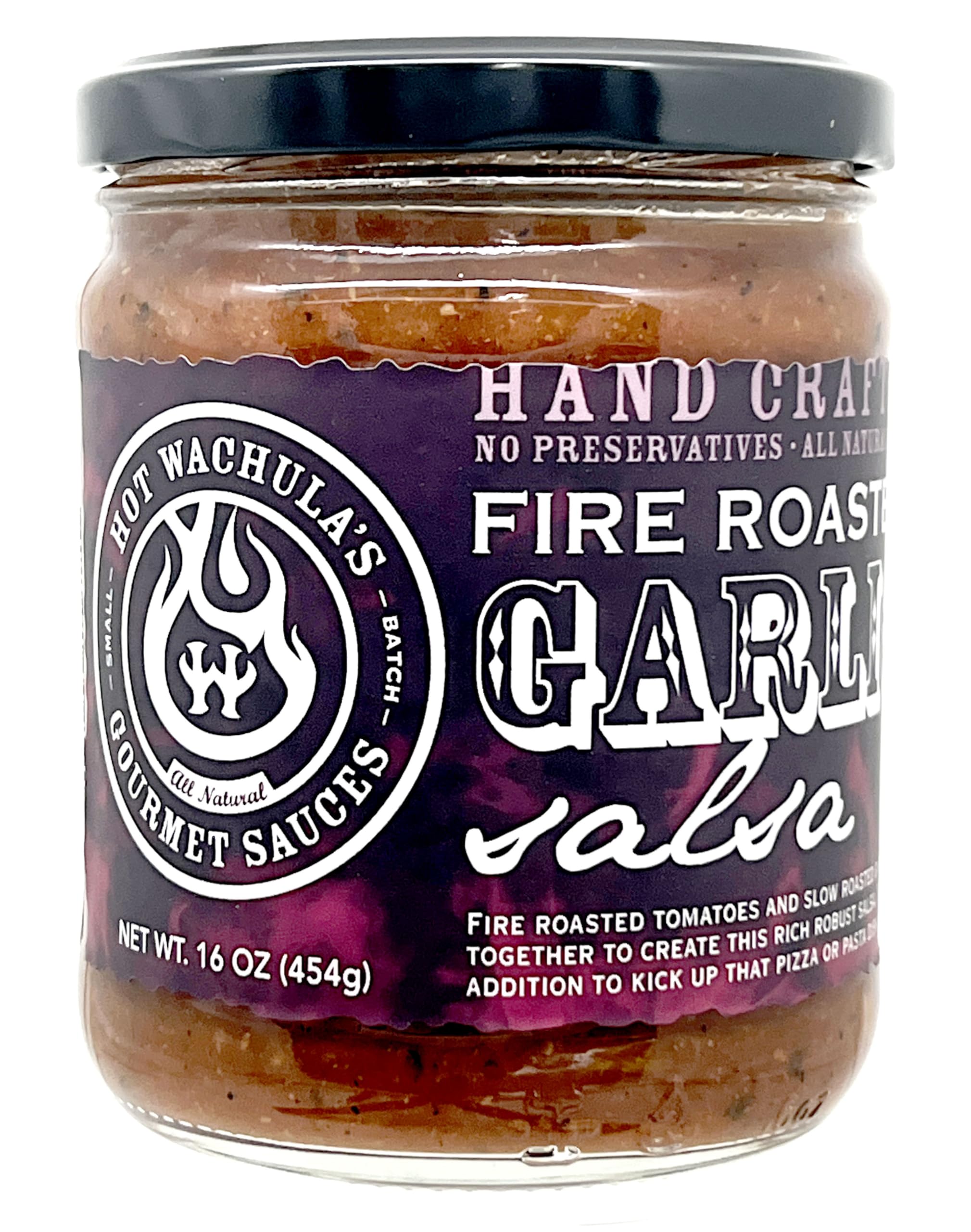 Hot Wachula’s Fire Roasted Garlic Salsa - Medium Spicy, Handcrafted Small Batch Salsa with Fresh All-Natural Ingredients | Gluten Free, Low Sodium | Perfect for Chips, Tacos, Nachos & BBQs