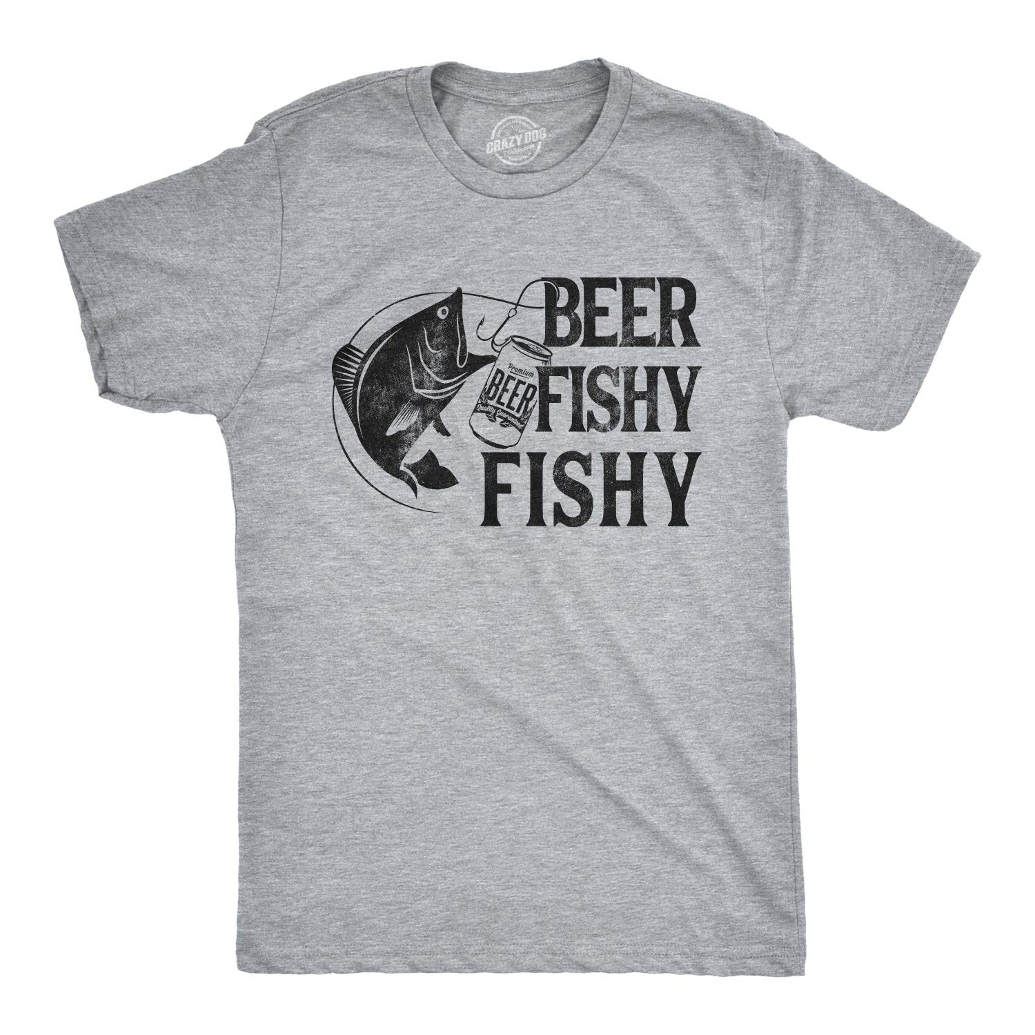 Funny Fishing & Beer T-Shirt for Men - Crazy Dog Hilarious Drinking Saying Novelty Tee - Perfect for Fishing Trips, Bar Outings & Casual Wear