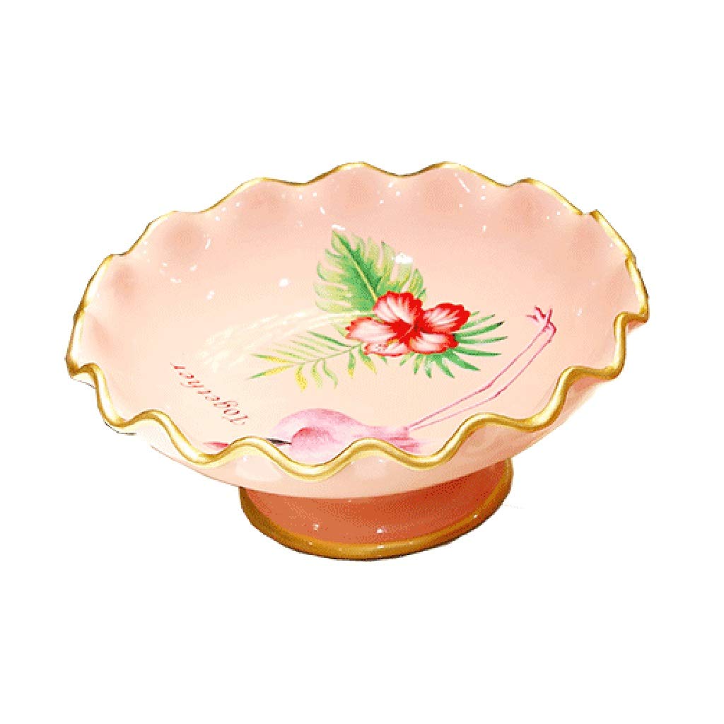 Flamingo Ceramic Fruit Bowl - Pink Decorative Serving Tray for Kitchen Tableware, Candy Dishes & Home Decor (31x31x13cm) - Perfect for Parties, Dining Table Centerpiece & Fruit Display