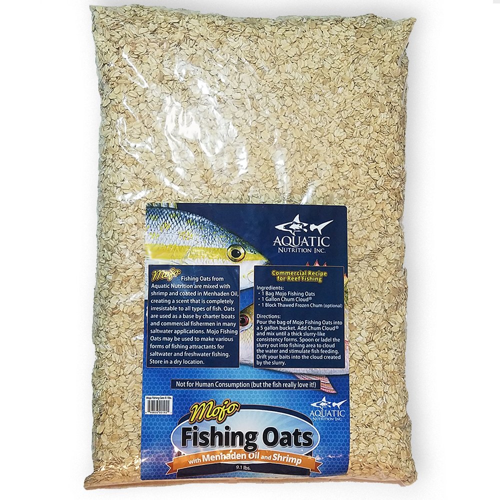 Premium Mojo Fishing Oats 9.1 lb - Natural Aquatic Fish Attractant & Nutrition for Bass, Catfish, Carp - Ideal for Freshwater Fishing, Bait Chumming & Fish Feeding