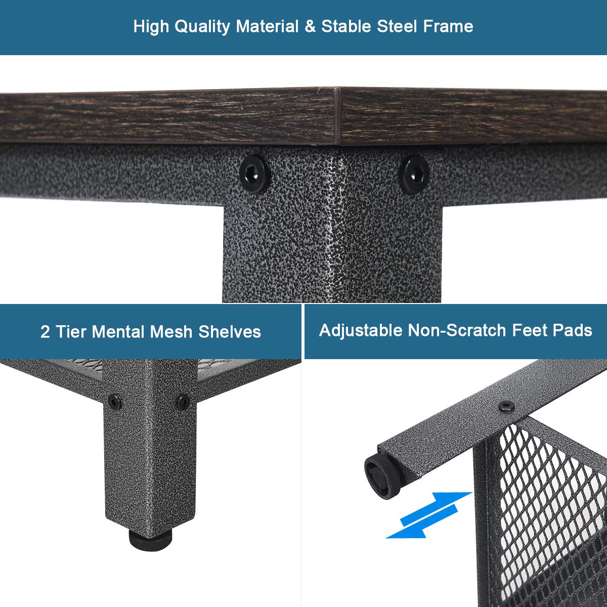 Industrial Metal Bench with 2 Mesh Shelves - Entryway Shoe Storage Organizer, Large Silver - Perfect for Mudroom, Hallway & Home Organization