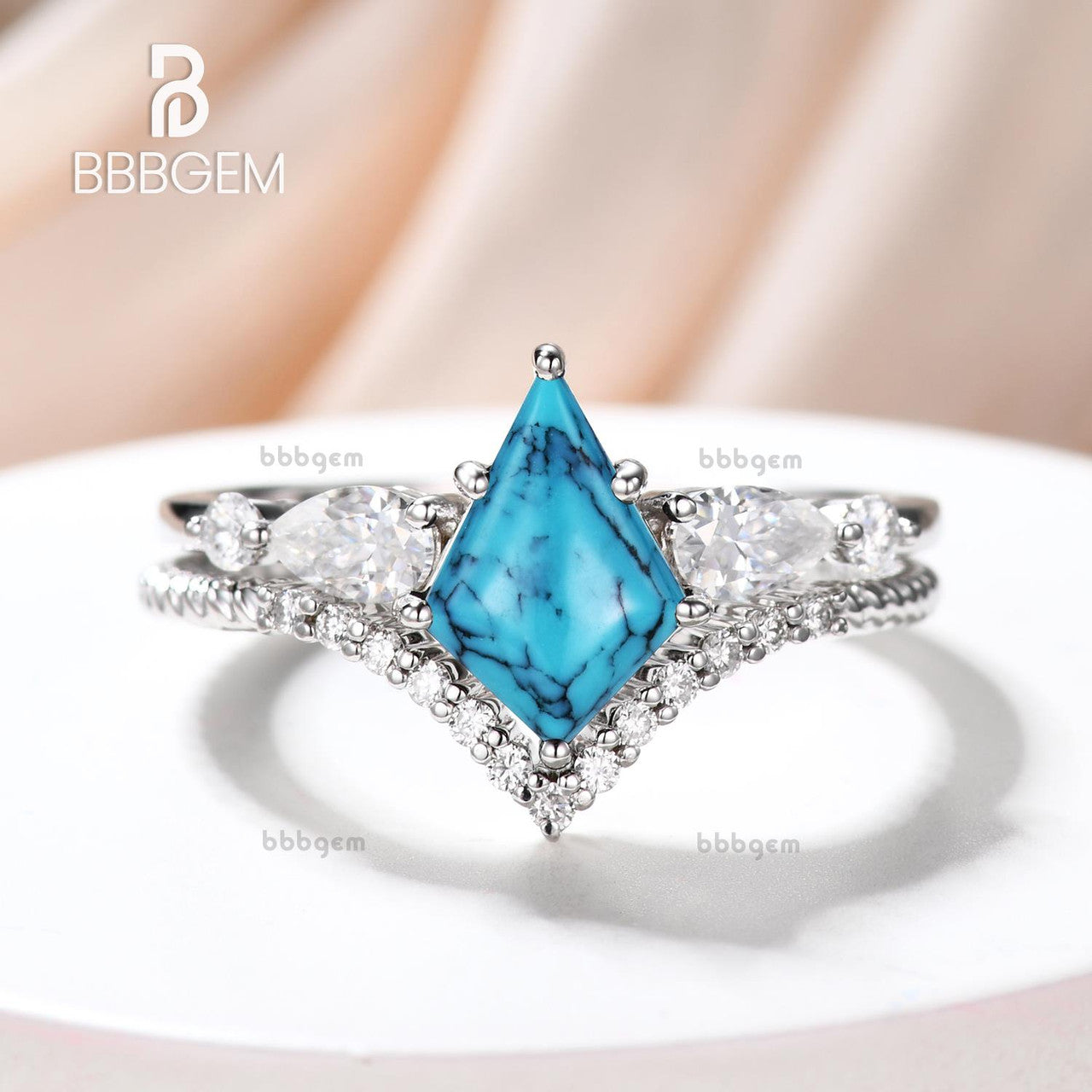 Vintage Turquoise Moissanite Engagement Ring - Rose Gold Cluster Statement Ring for Women, Perfect for Wedding, Proposal & Anniversary Gifts