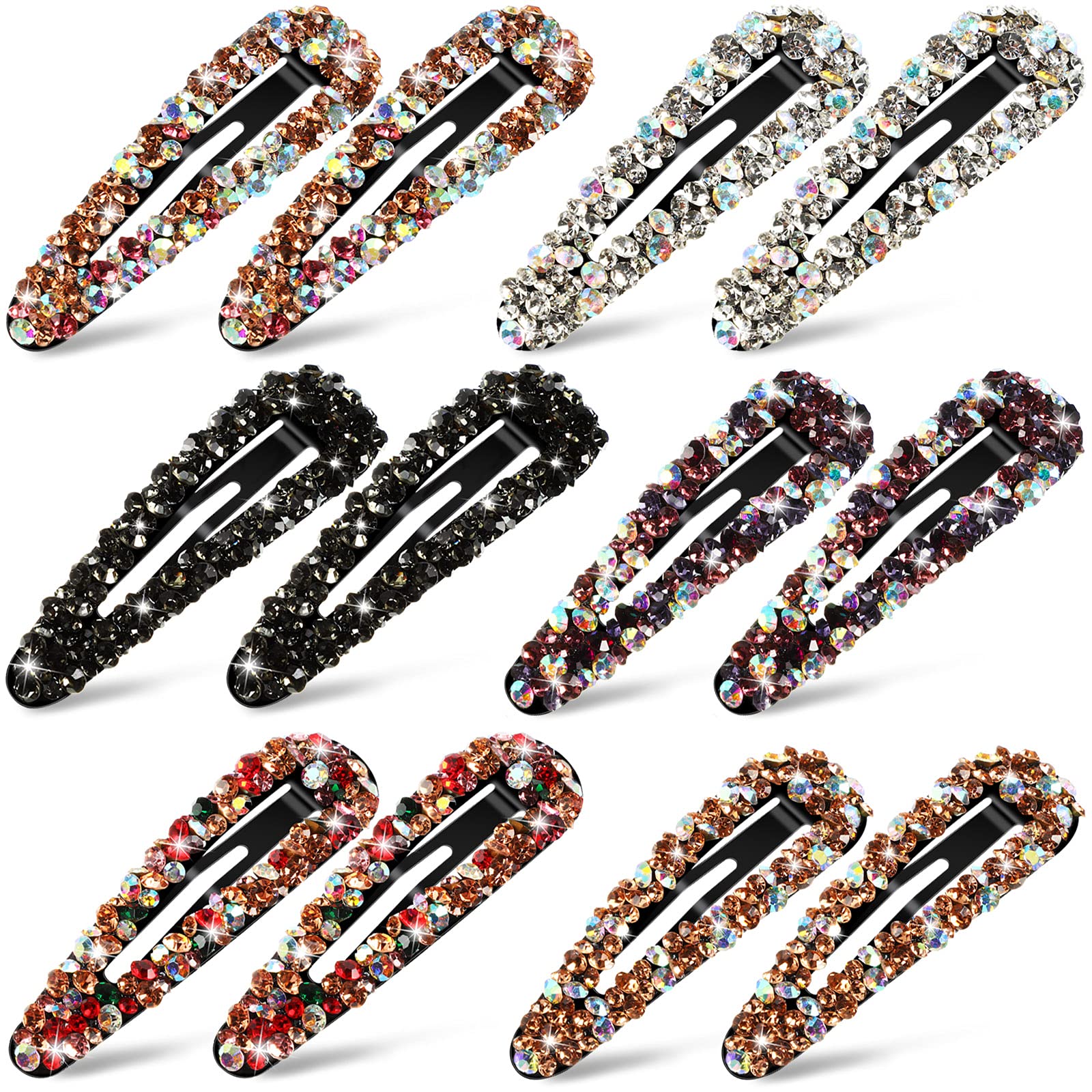 Sparkling Rhinestone Hair Clips - 12pcs AB Crystal Wedding Hairpins for Women & Girls - Perfect for Bridal & Party Accessories