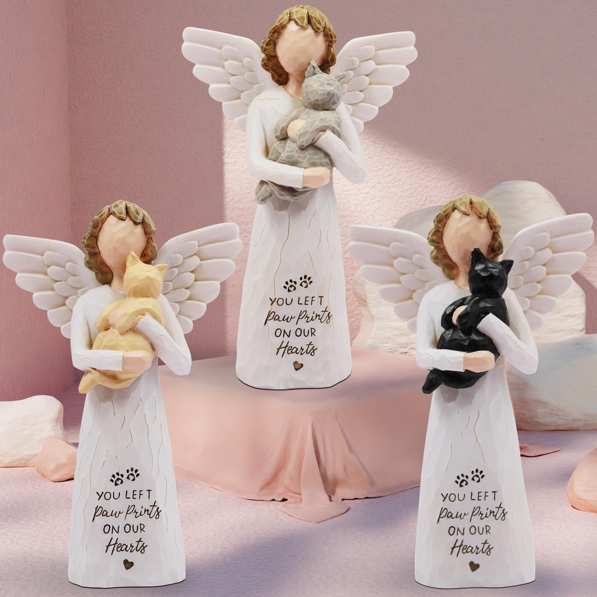 Hand-Painted Black Cat Angel Figurine - Memorial Gift for Loss of Cat | Sympathy Pet Keepsake for Grieving Cat Owners | Perfect for Home Memorial Display or Comforting Gift