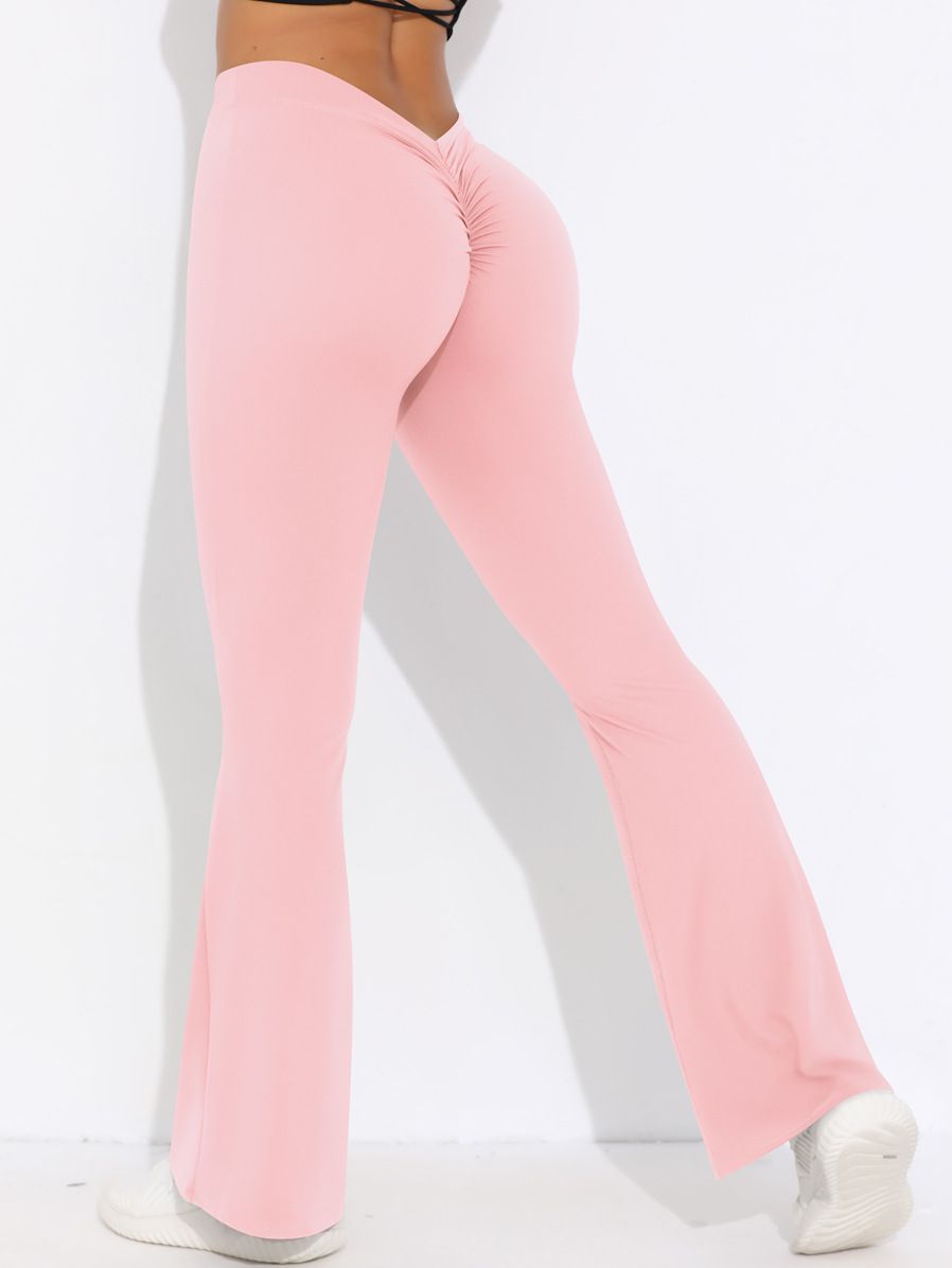ZASUWA Women's V-Shaped Waist Scrunch Butt Lifting High Waisted Yoga Leggings - Quick Dry Flare Leg Workout Pants for Gym, Running & Casual Wear