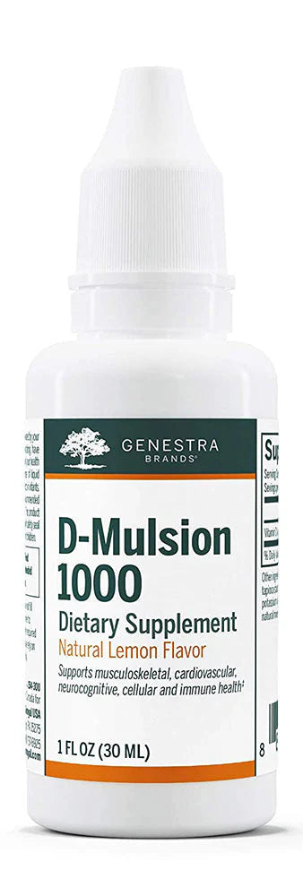 Genestra Brands D Mulsion 1000 Vitamin D3 Liquid Drops - Citrus Flavor for Immune Support & Bone Health - Perfect for Adults & Kids Daily Supplement