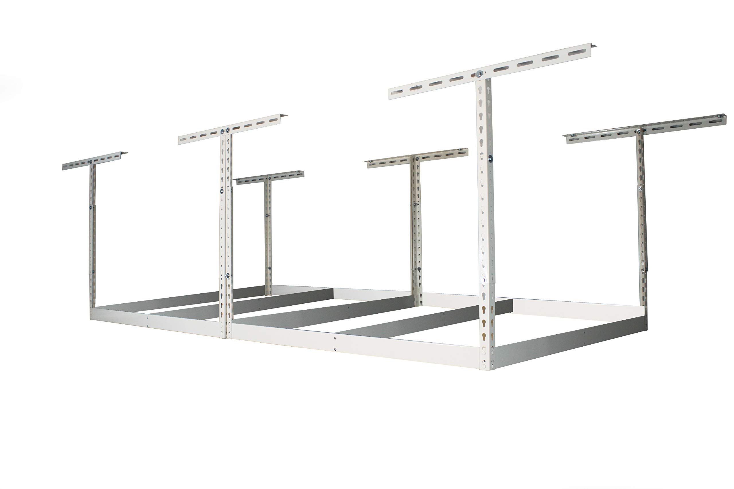 MonsterRax Overhead Storage Rack Kit - Heavy Duty Hanging Shelves for Garage, Attic & Basement Organization - White, 18