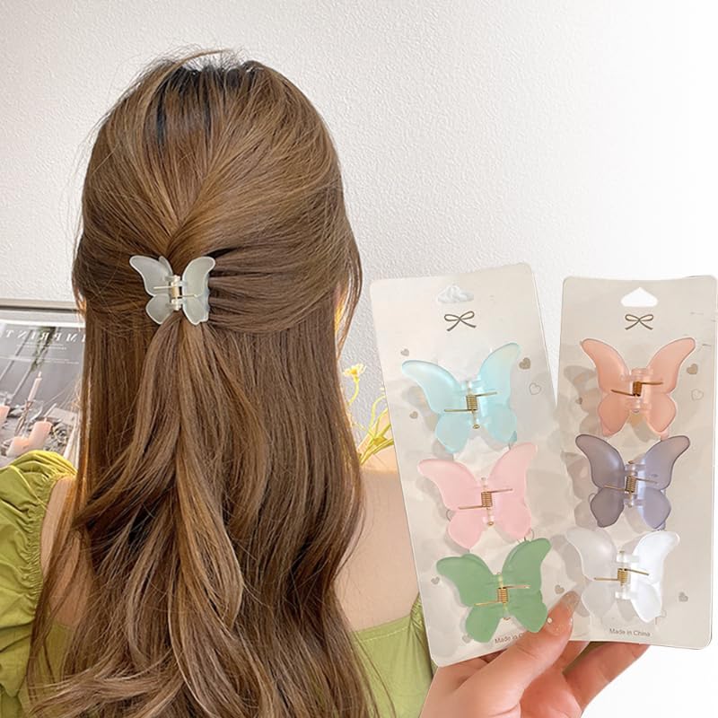 4PCS Butterfly Hair Claw Clips - Non-Slip Strong Hold Hair Clips for Women & Girls, Cute Matte Hair Accessories for Thick & Thin Hair - Perfect for School, Work, Parties & Daily Styling