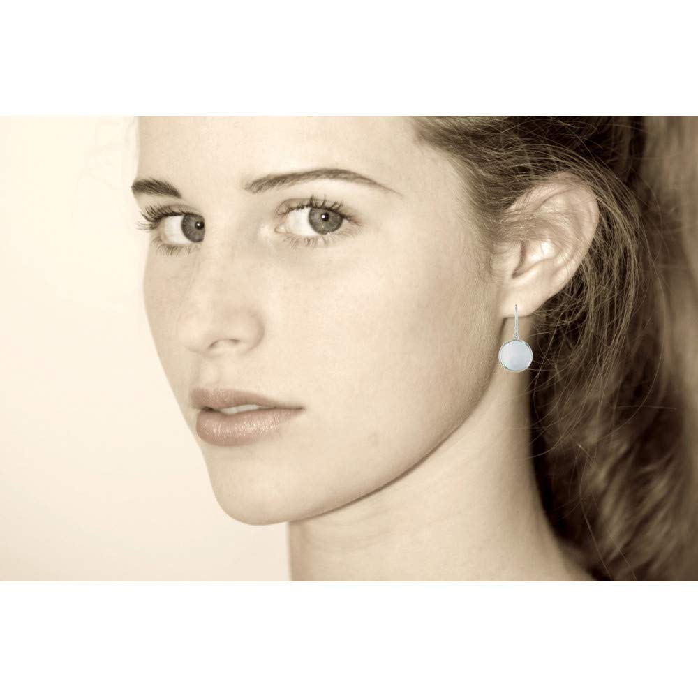 Sterling Silver Disc Earrings with Resin Inlay - Elegant Dangle Earrings for Women, Perfect for Parties, Weddings & Everyday Wear