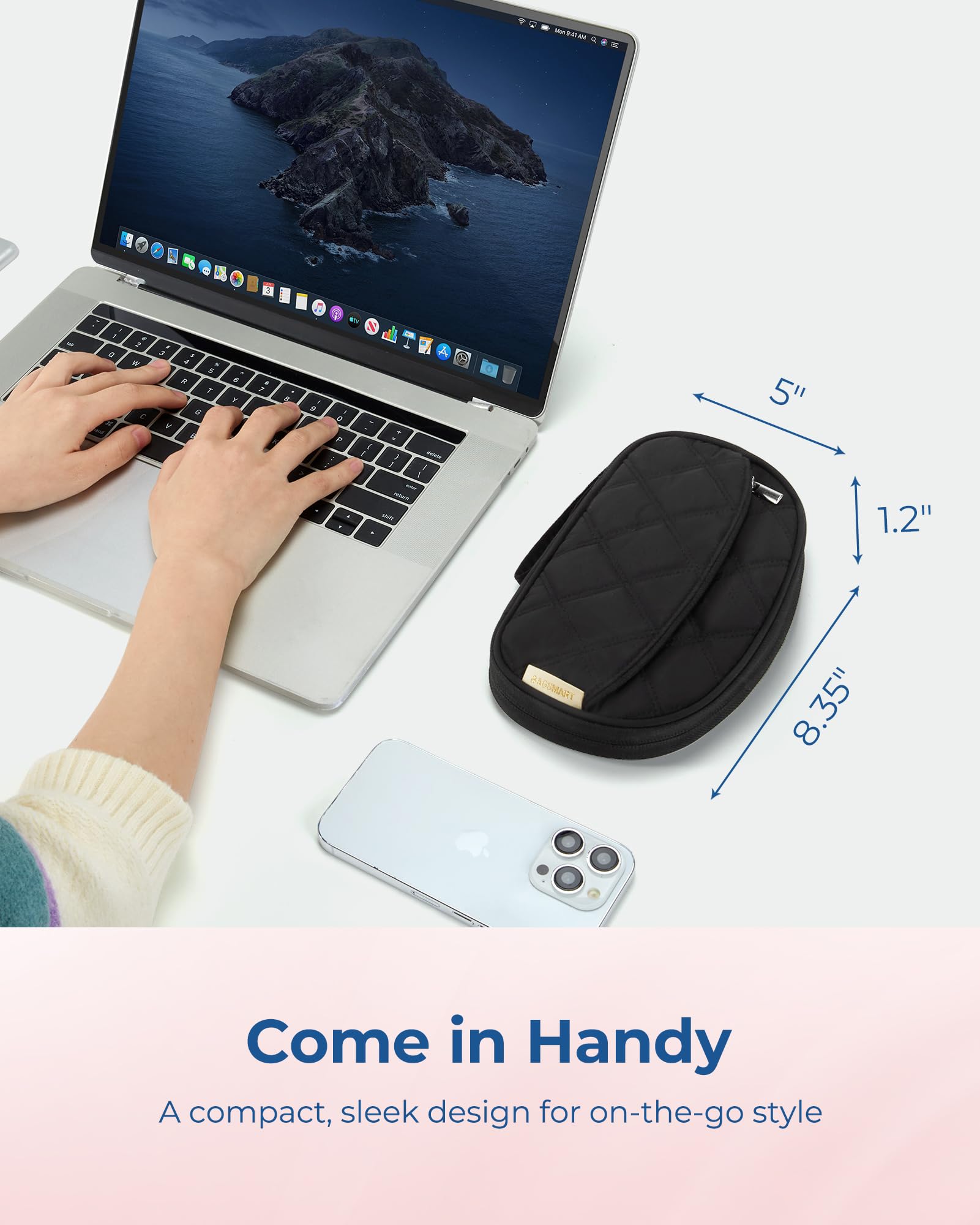 BAGSMART Travel Electronics Organizer - Puffer Cable Organizer Bag for Charger, Phone, Flash Drive & Accessories | Compact Tech Case for Women | Perfect for Business Trips, Vacations & Daily Commute (Black)