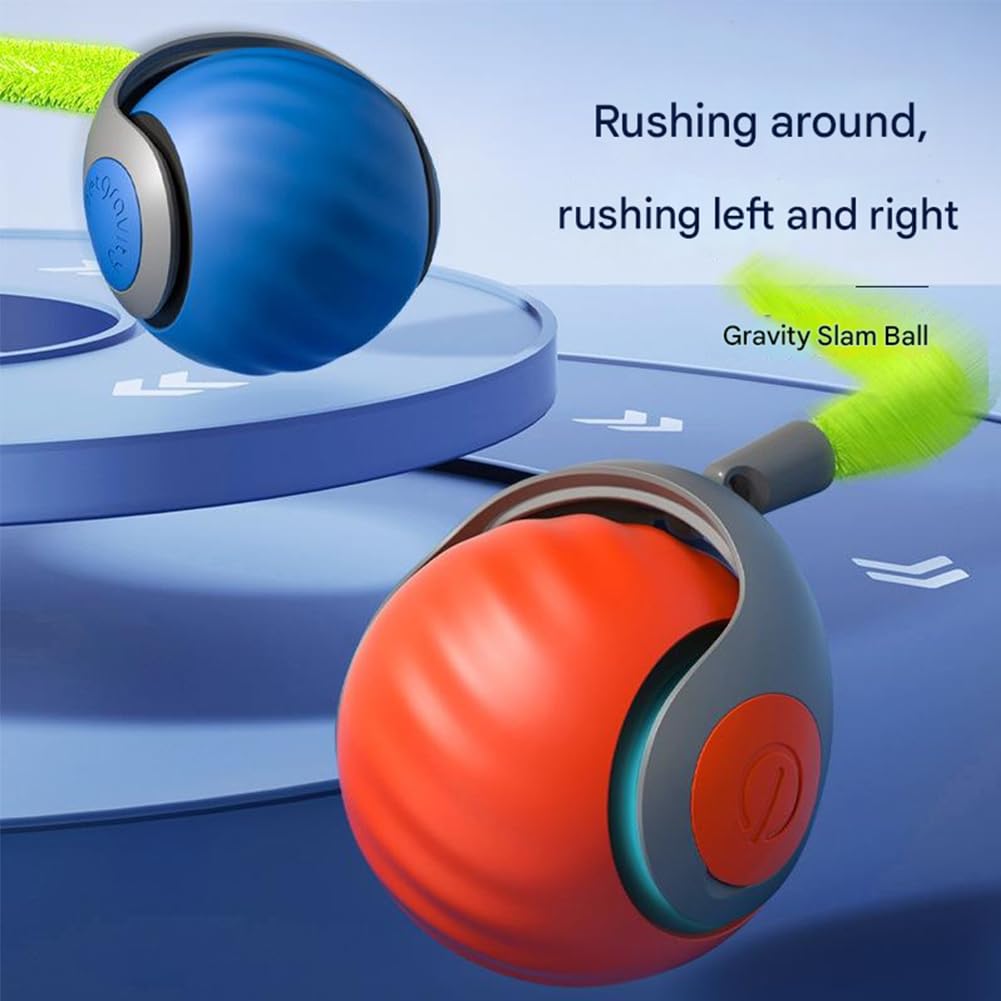 Speedy Tail 2.0 Automatic Interactive Cat Toy Ball - Motion Activated Rolling Ball with USB Rechargeable Smart Tail - Orange & Blue - Perfect for Indoor Play & Exercise