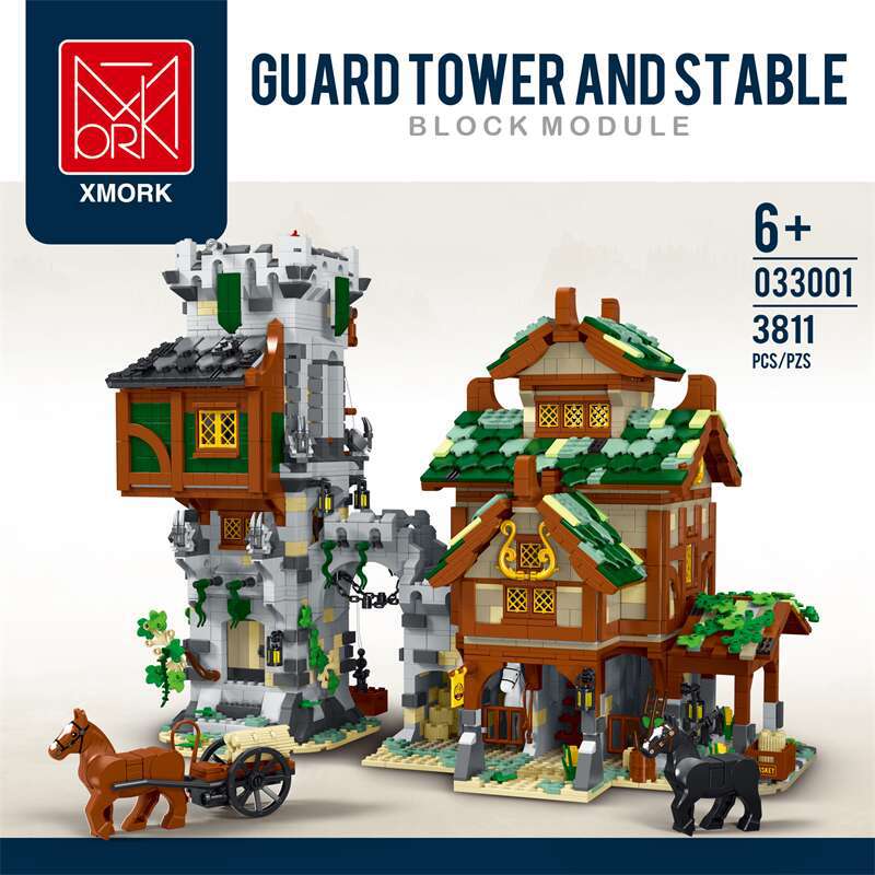 3811PCS XMORK 033001 Medieval Castle Guard Tower & Stable Building Blocks Set - Perfect for Creative Play, Home Decoration & Gift Giving