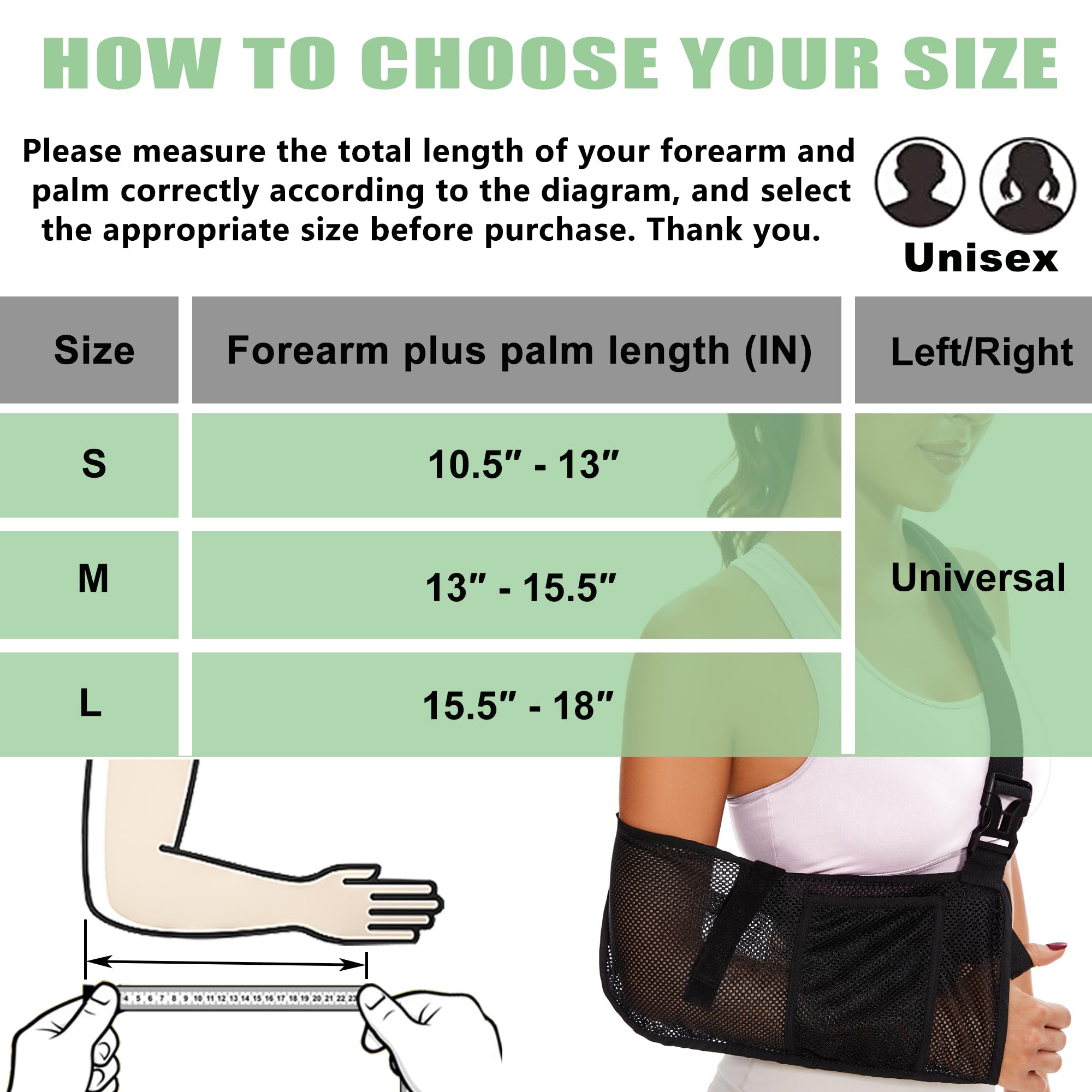 Adjustable Mesh Arm Sling for Shoulder Support - Medical Grade Post-Surgery Brace for Rotator Cuff Injury, Wrist, Elbow & Clavicle Fracture (Medium) - Left/Right Arm - Unisex Design for Men & Women - Ideal for Shower Use & Daily Recovery