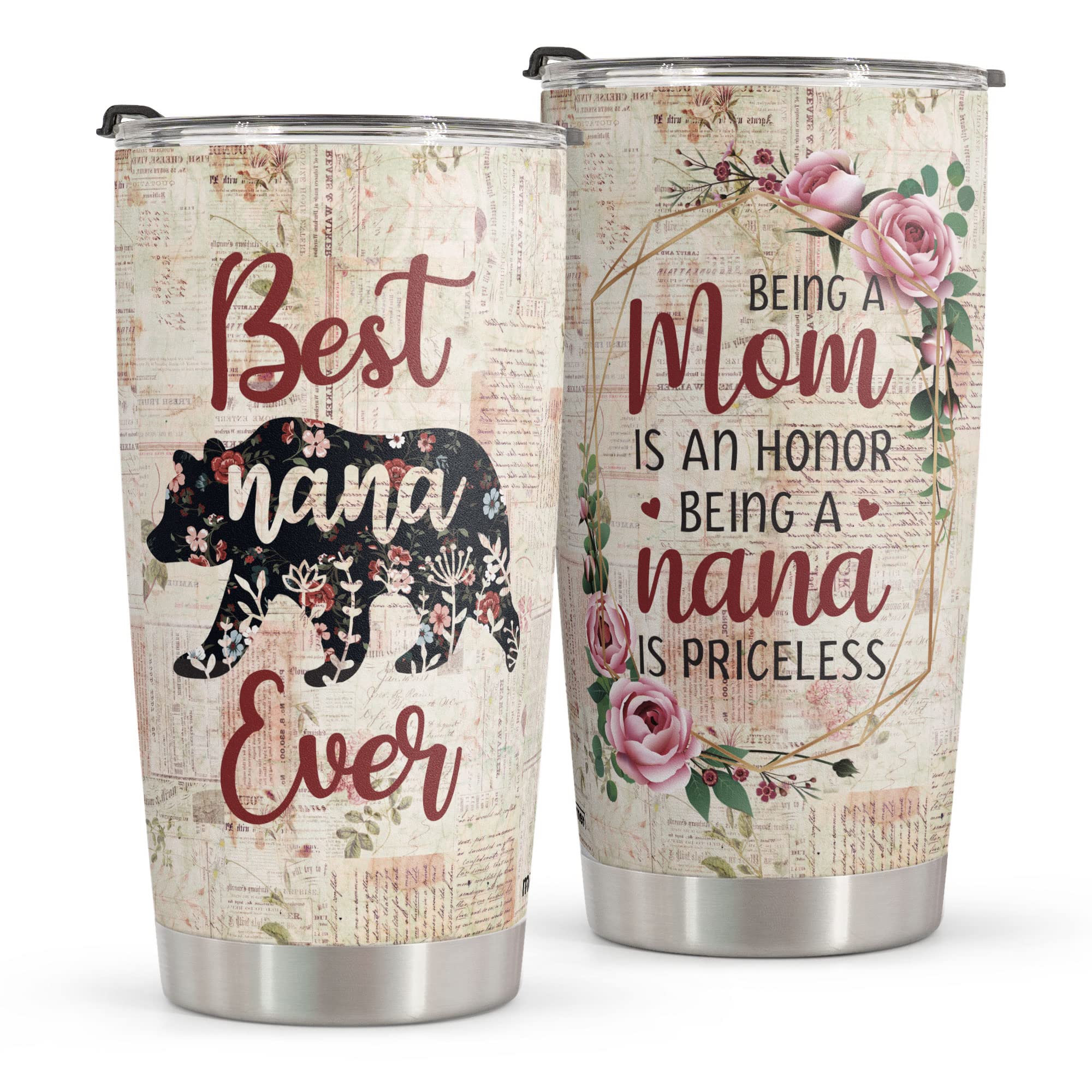 20oz Stainless Steel Bear Tumbler - Best Mother's Day Gift for Mom, Grandma & Nana - Thoughtful Birthday Present from Daughter or Son - Perfect for Coffee, Tea & Daily Use at Home/Office