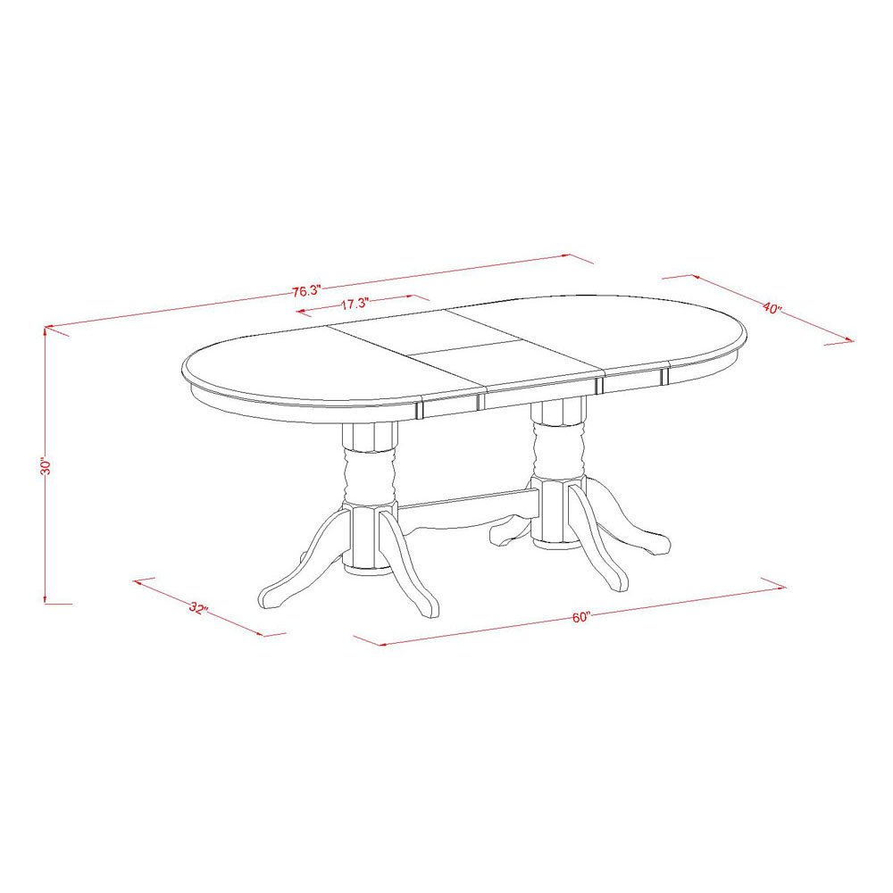 East West Furniture 7-Piece Oak Dining Room Table Set with Butterfly Leaf & 6 Chairs - 40x76 Inch Oval Wooden Table for Kitchen & Dining Room - Perfect for Family Gatherings & Dinner Parties