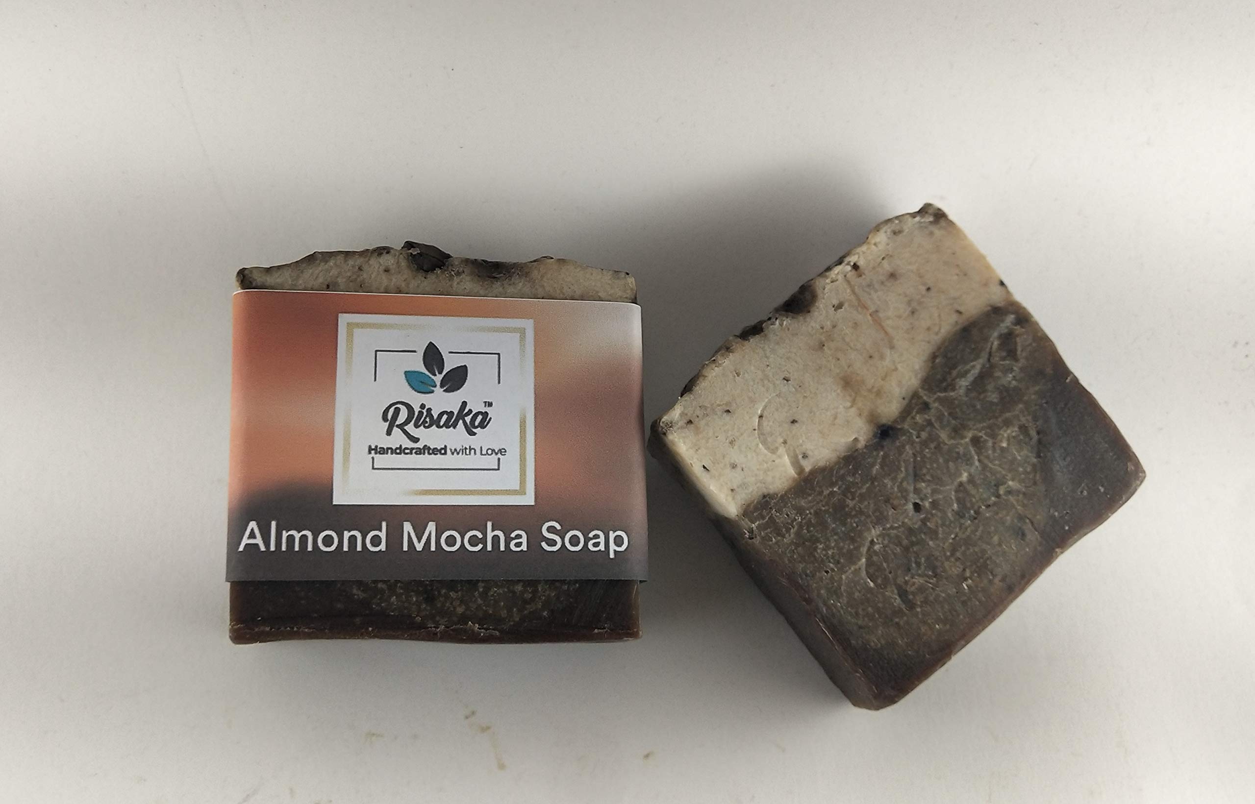 Risaka Handmade Cold Processed Almond Mocha Organic Soap - 100g, SLES & PARABEN Free, Natural Skincare for Dry & Sensitive Skin - Perfect for Daily Cleansing, Gift Sets & Spa Treatments