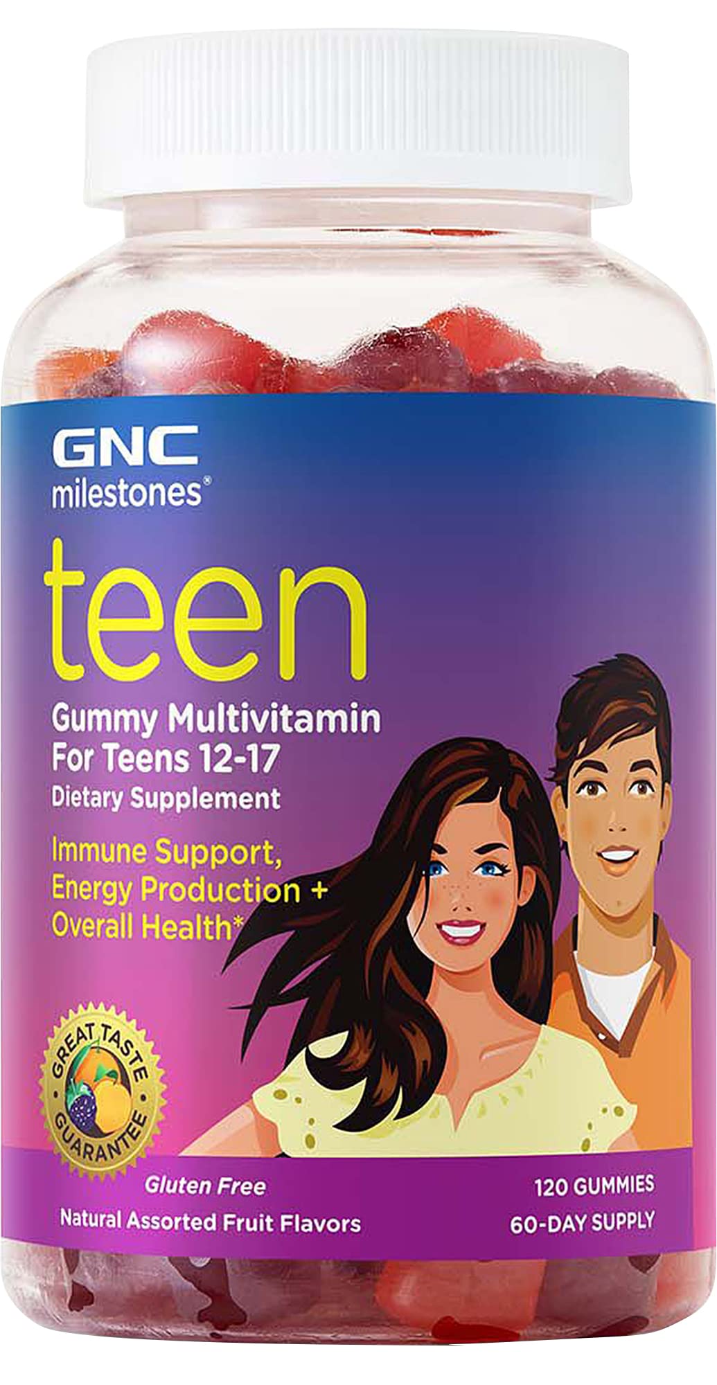 GNC Teen Multivitamin Gummies - Natural Fruit Flavor 120ct | Daily Nutrition for Active Teens