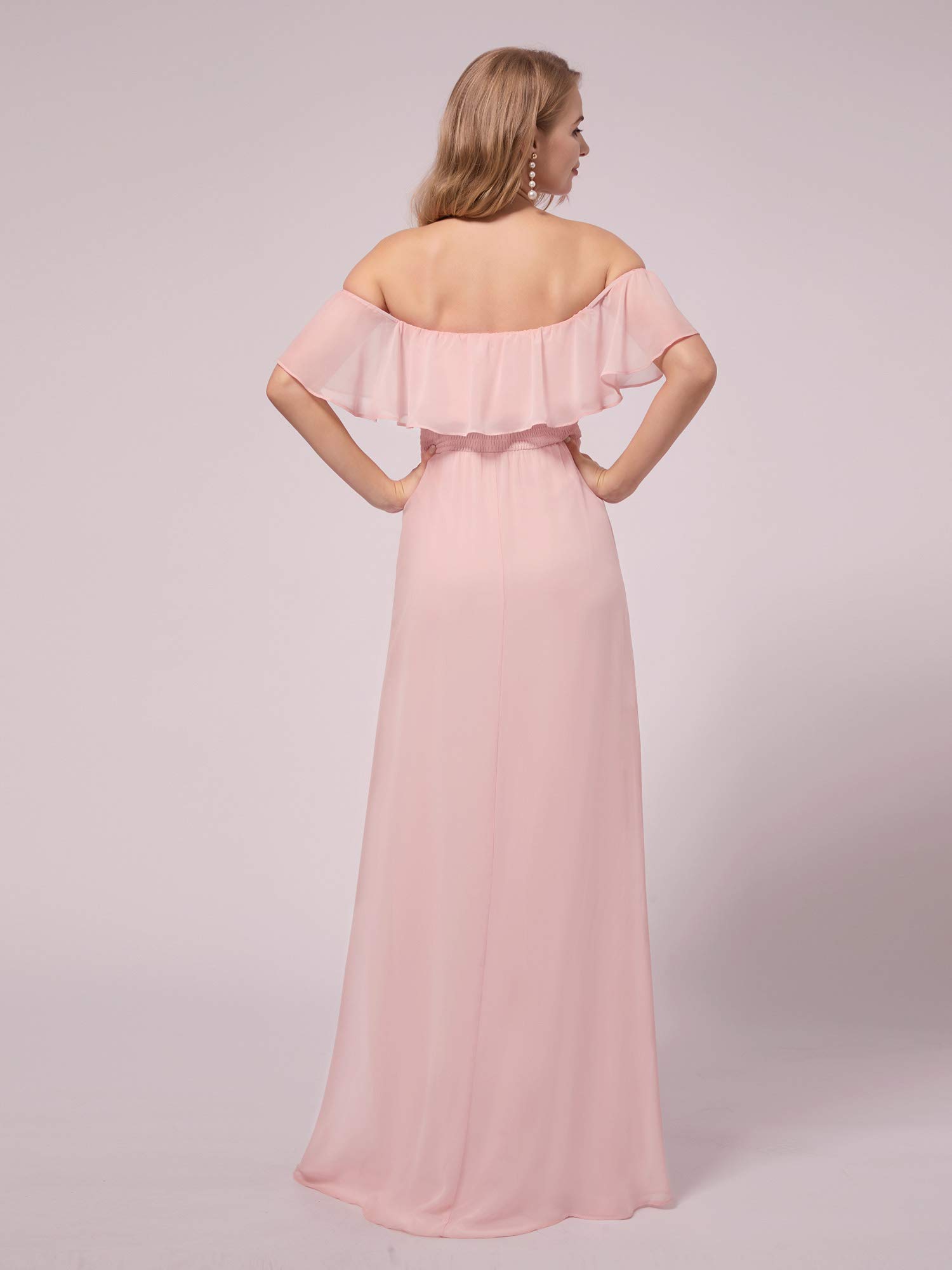 Ever-Pretty Women's Off-Shoulder Side Slit Long Chiffon Ruffle Maternity Dress for Pregnancy Party & Photography - Style 0969-EY | Perfect for Baby Showers, Bridal Events & Special Occasions