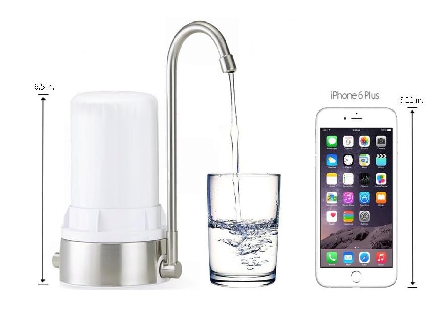 AYRO HT Plus Countertop Water Filter with Alkaline Minerals & Antioxidants - White - USA Made | Improves Taste & Hydration for Home, Office & Travel Use