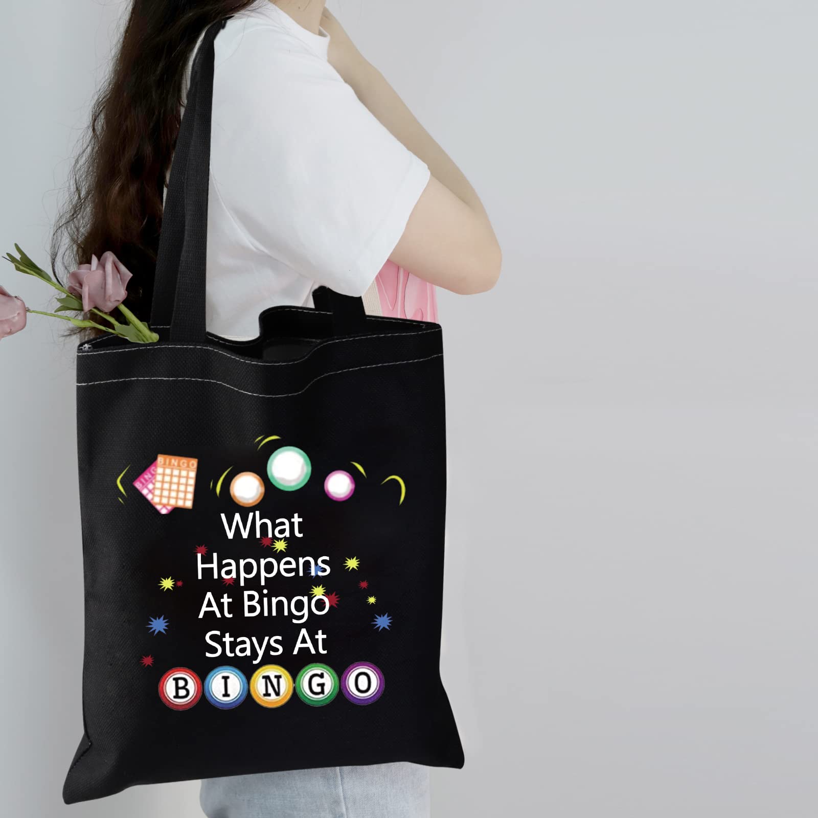 PXTIDY Bingo Game Themed Cosmetic Bag - Waterproof Makeup Pouch & Travel Toiletry Organizer for Women - Black Bingo Lover Tote Bag - Perfect for Travel, Gifts & Bingo Party Accessories